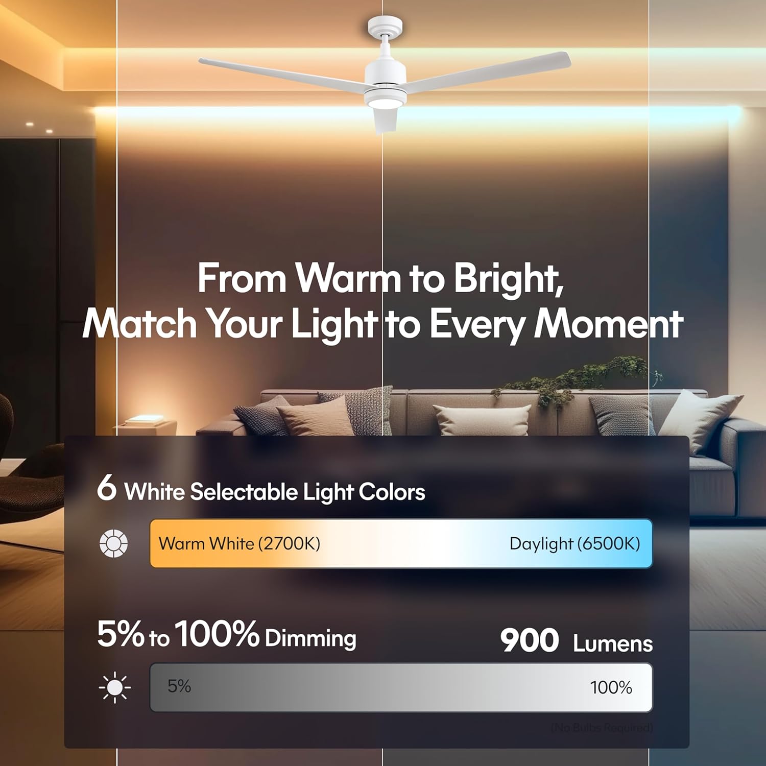 60-Inch Ceiling Fan Without Light | | Powerful Quiet Cooling Remote Control DC Motor Fan