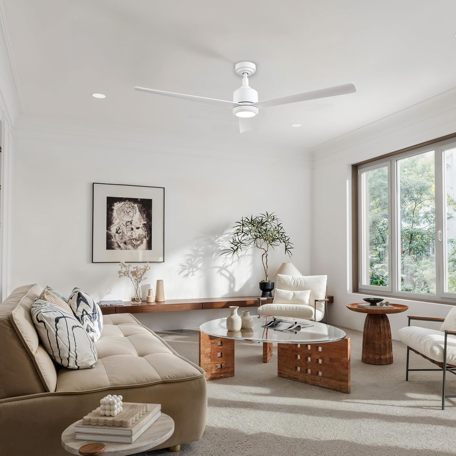 60-Inch Ceiling Fan Without Light | | Powerful Quiet Cooling Remote Control DC Motor Fan