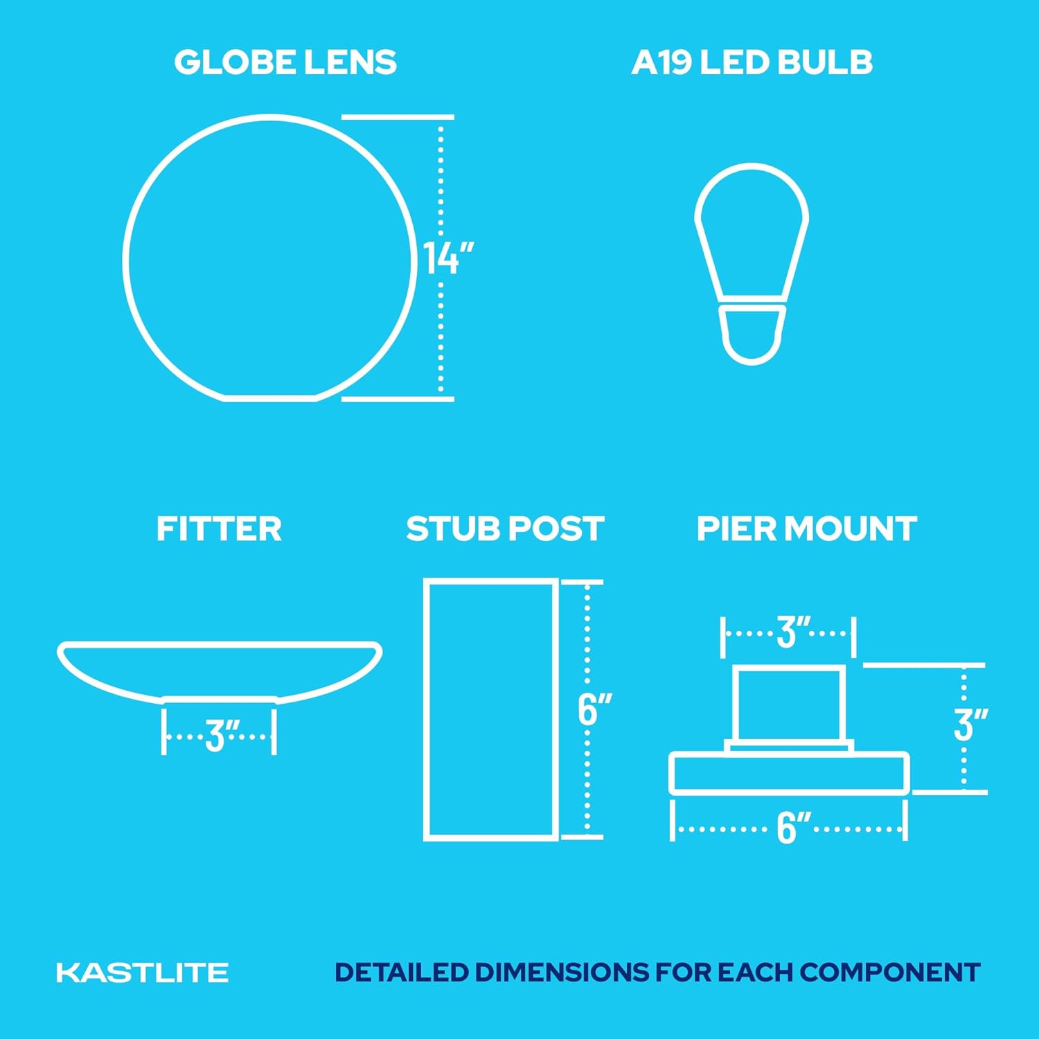 KastLite 14" Globe Post Light Application with 6" Stub Post Pier Mount
