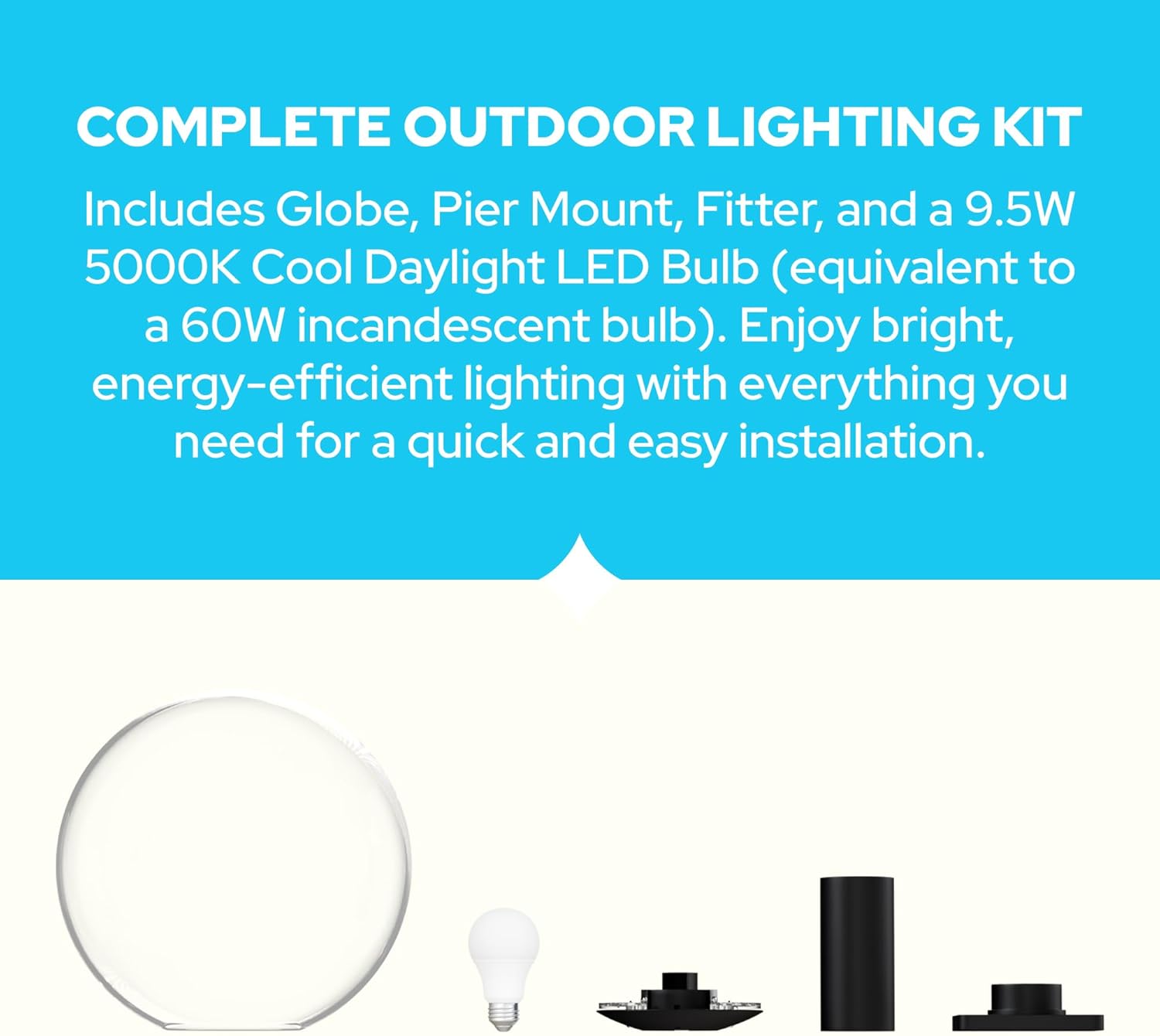 KastLite 14" Globe Post Light Application with 6" Stub Post Pier Mount