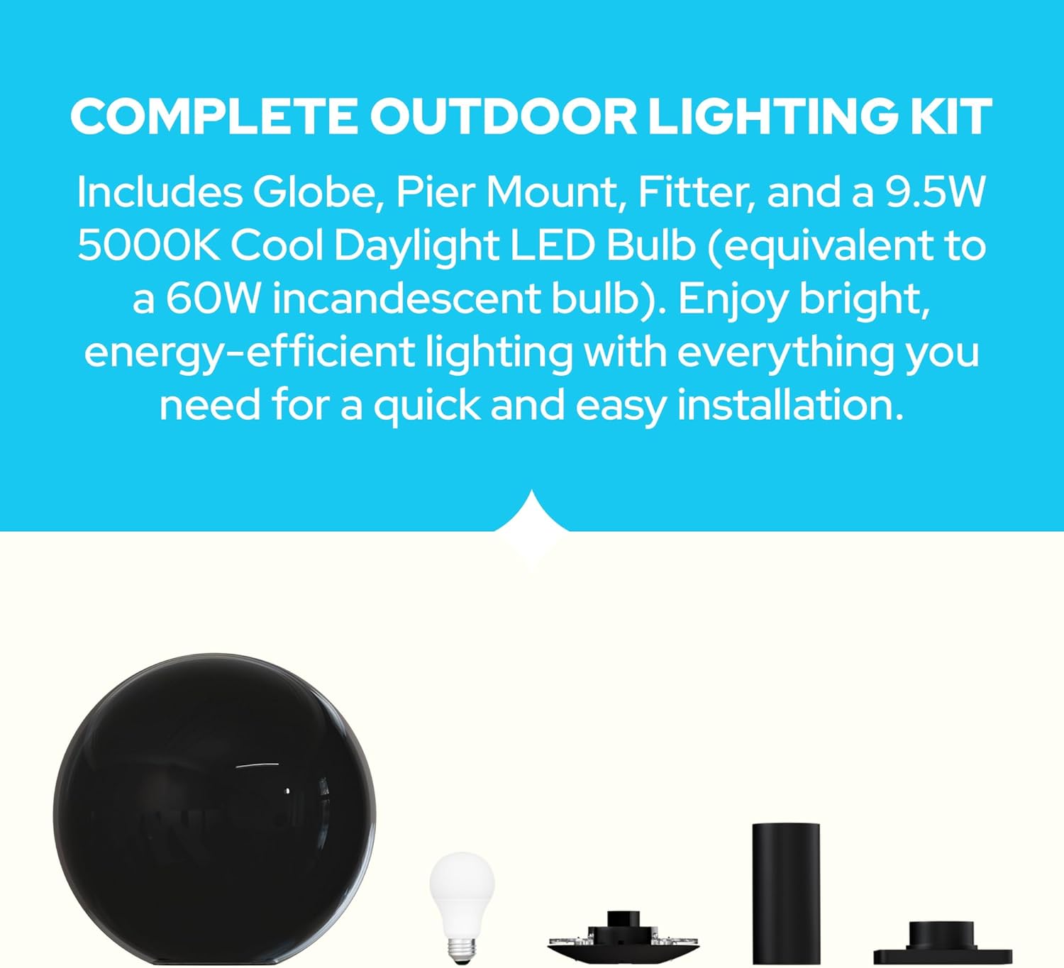 KastLite 14" Globe Post Light Application with 6" Stub Post Pier Mount