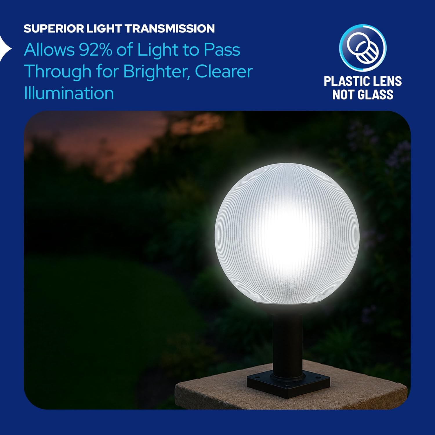 KastLite 14" Globe Post Light Application with 6" Stub Post Pier Mount