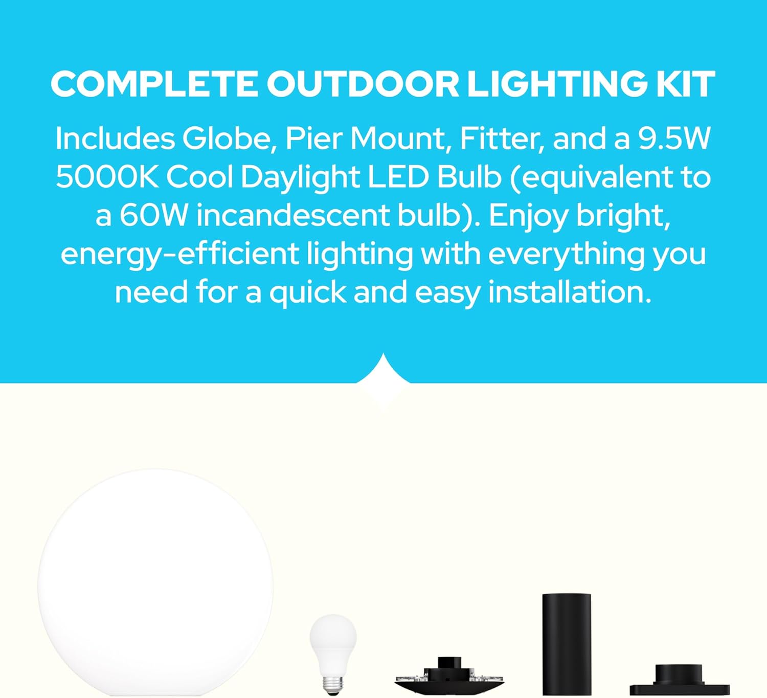 KastLite 14" Globe Post Light Application with 6" Stub Post Pier Mount