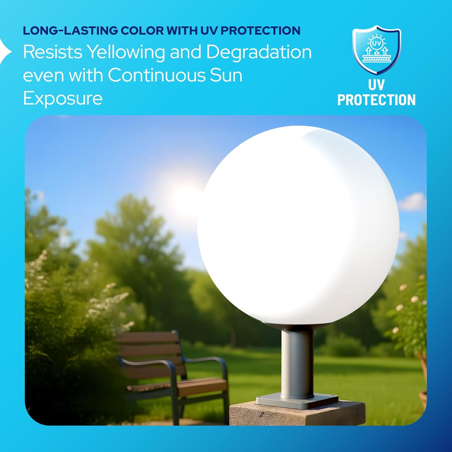 18" Globe Post Light Application with 6" Stub Post Pier Mount
