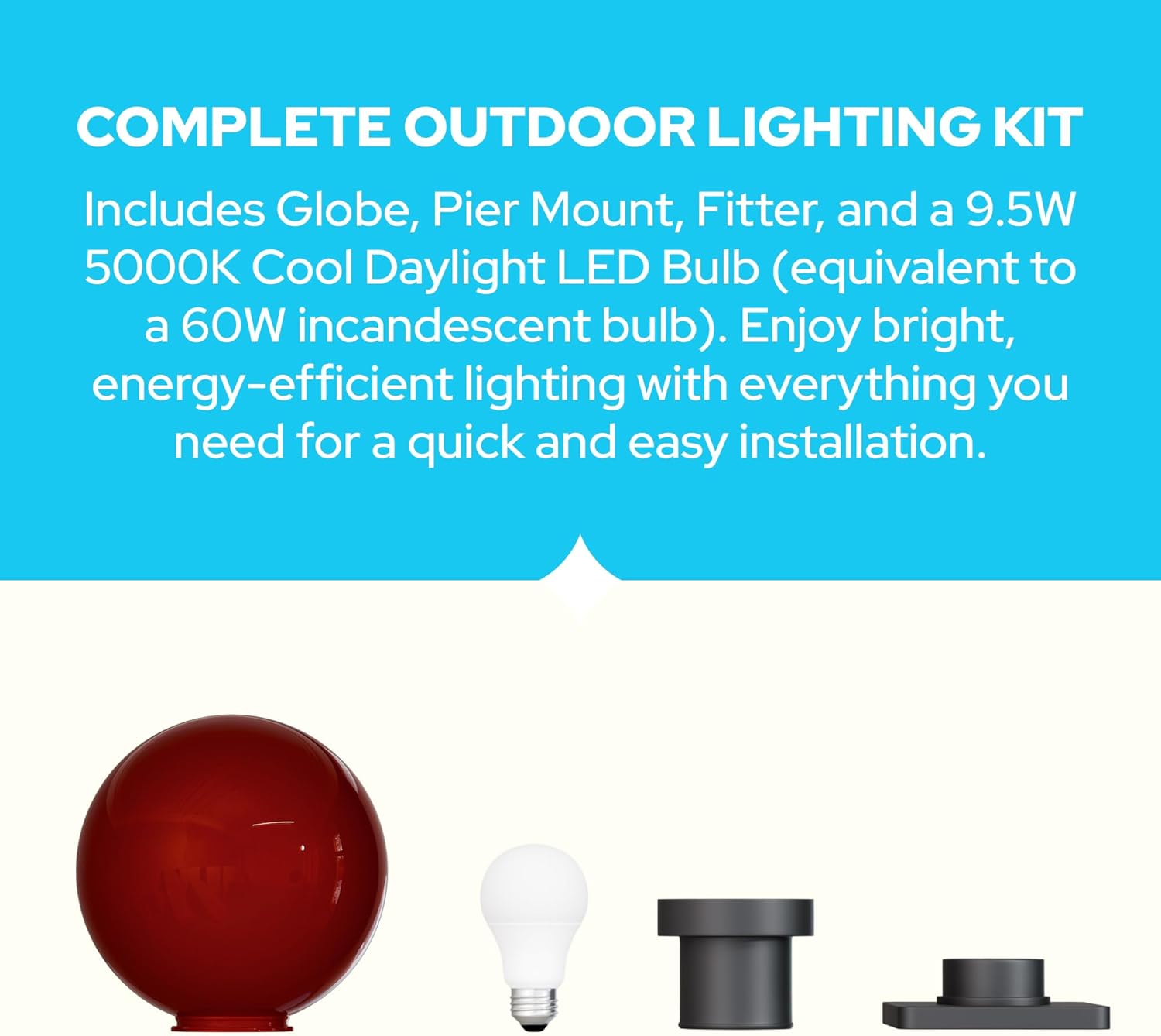 KastLite 10" Globe Pier Mount Outdoor Lighting with LED Lamp