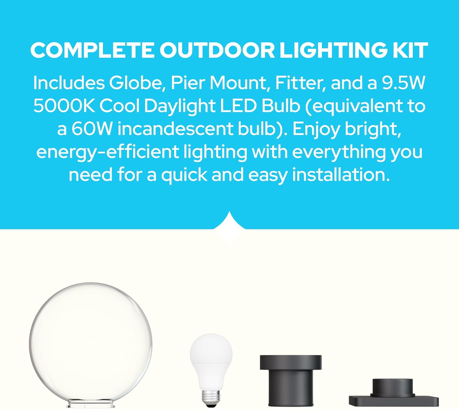 KastLite 10" Globe Pier Mount Outdoor Lighting with LED Lamp