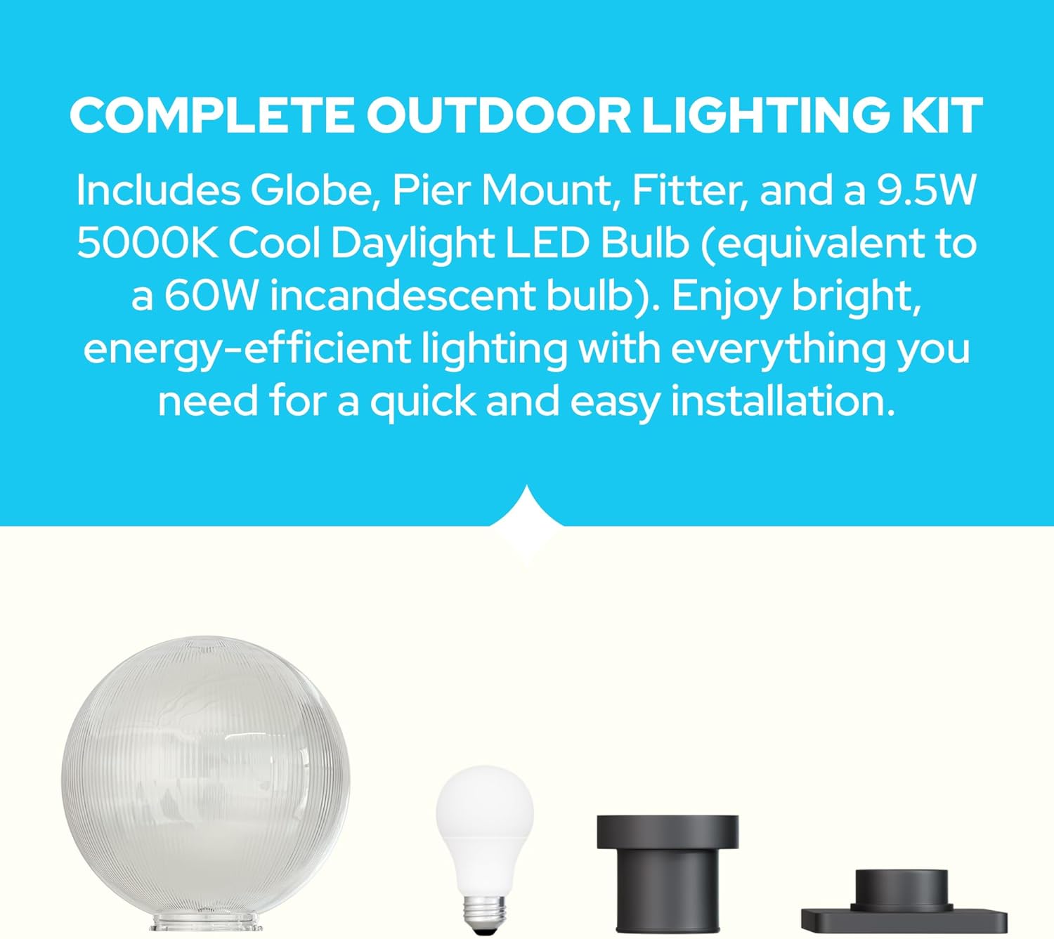 KastLite 10" Globe Pier Mount Outdoor Lighting with LED Lamp