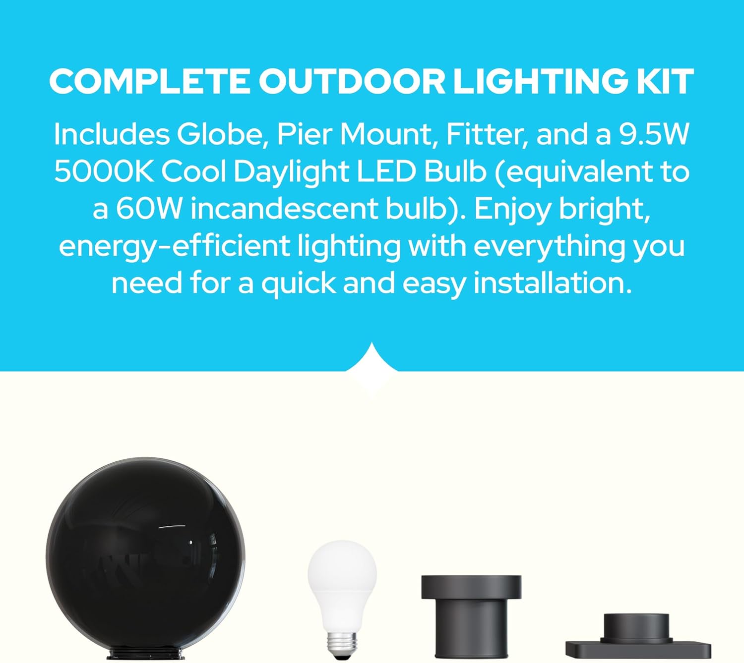 KastLite 10" Globe Pier Mount Outdoor Lighting with LED Lamp
