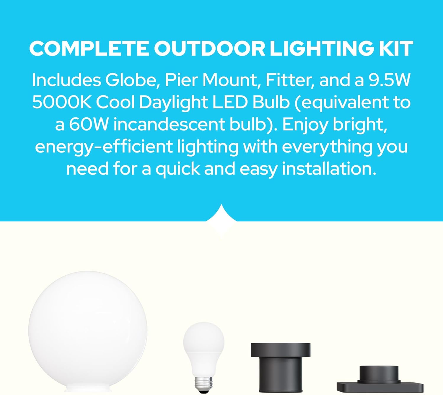 KastLite 10" Globe Pier Mount Outdoor Lighting with LED Lamp