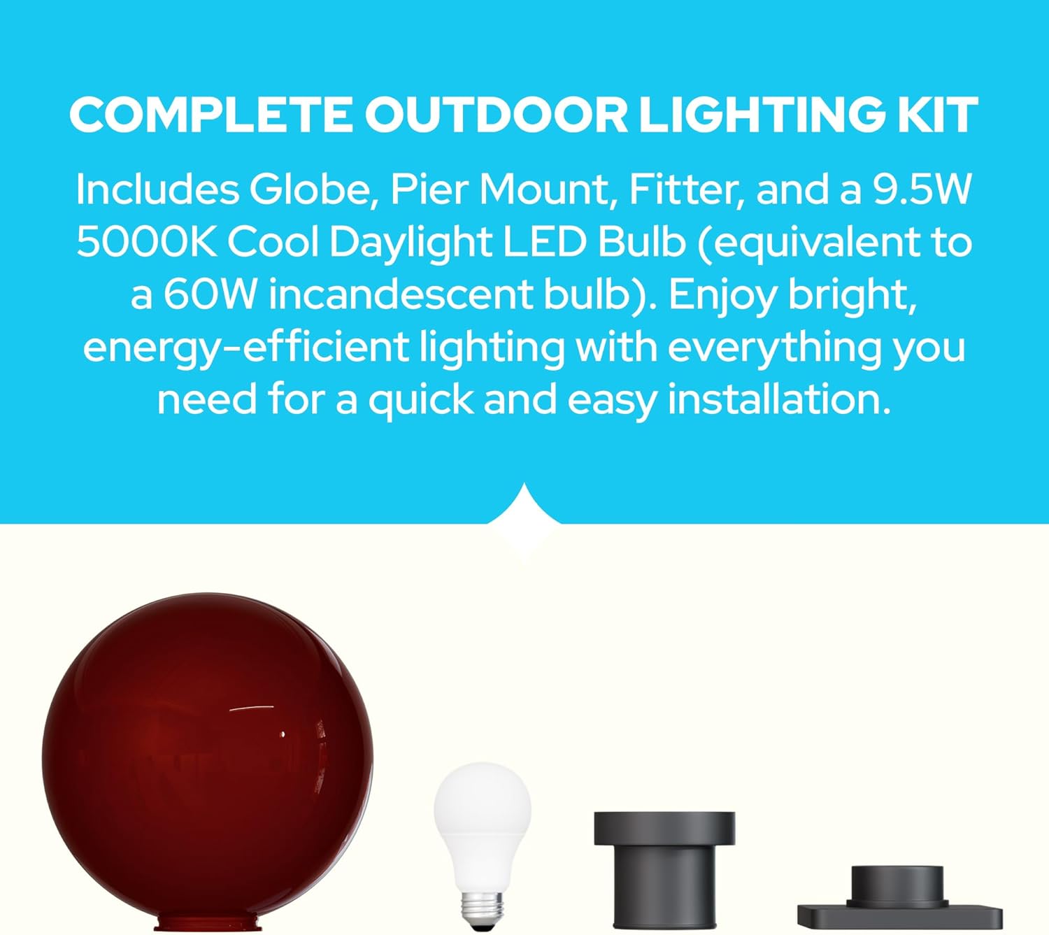 KastLite 12" Globe Pier Mount Outdoor Lighting with LED Lamp