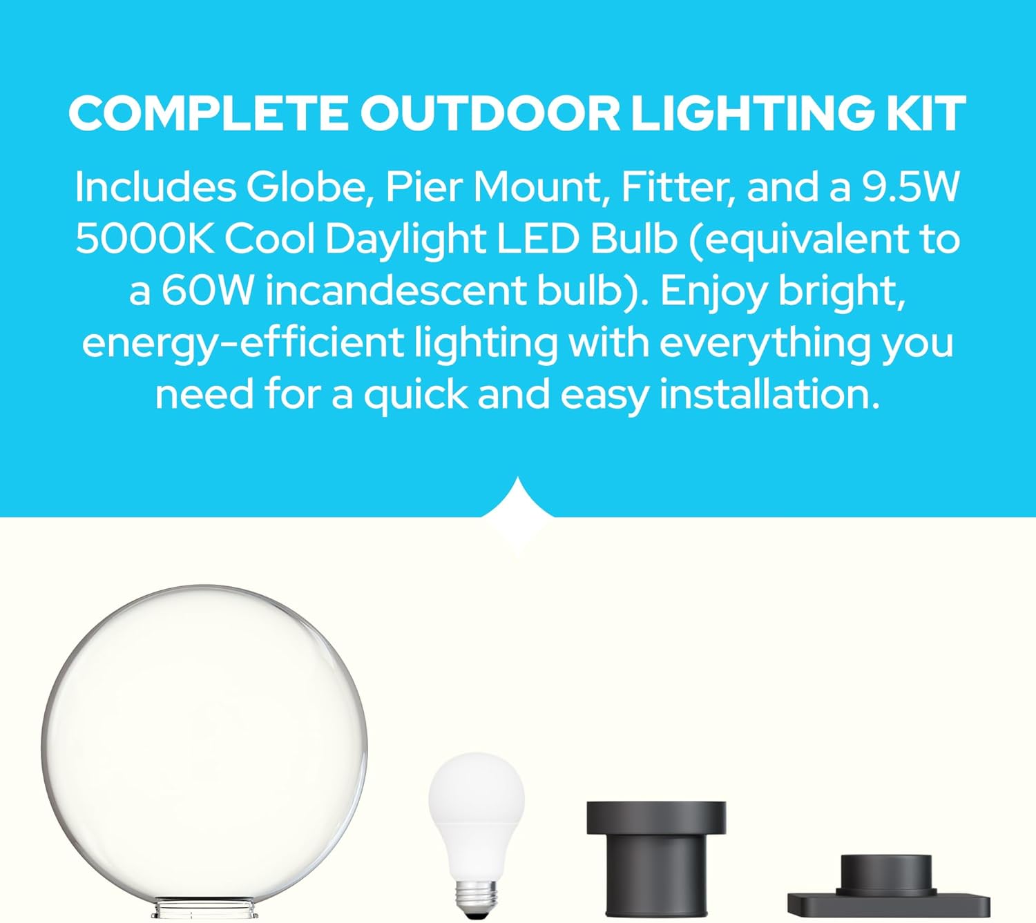 KastLite 12" Globe Pier Mount Outdoor Lighting with LED Lamp