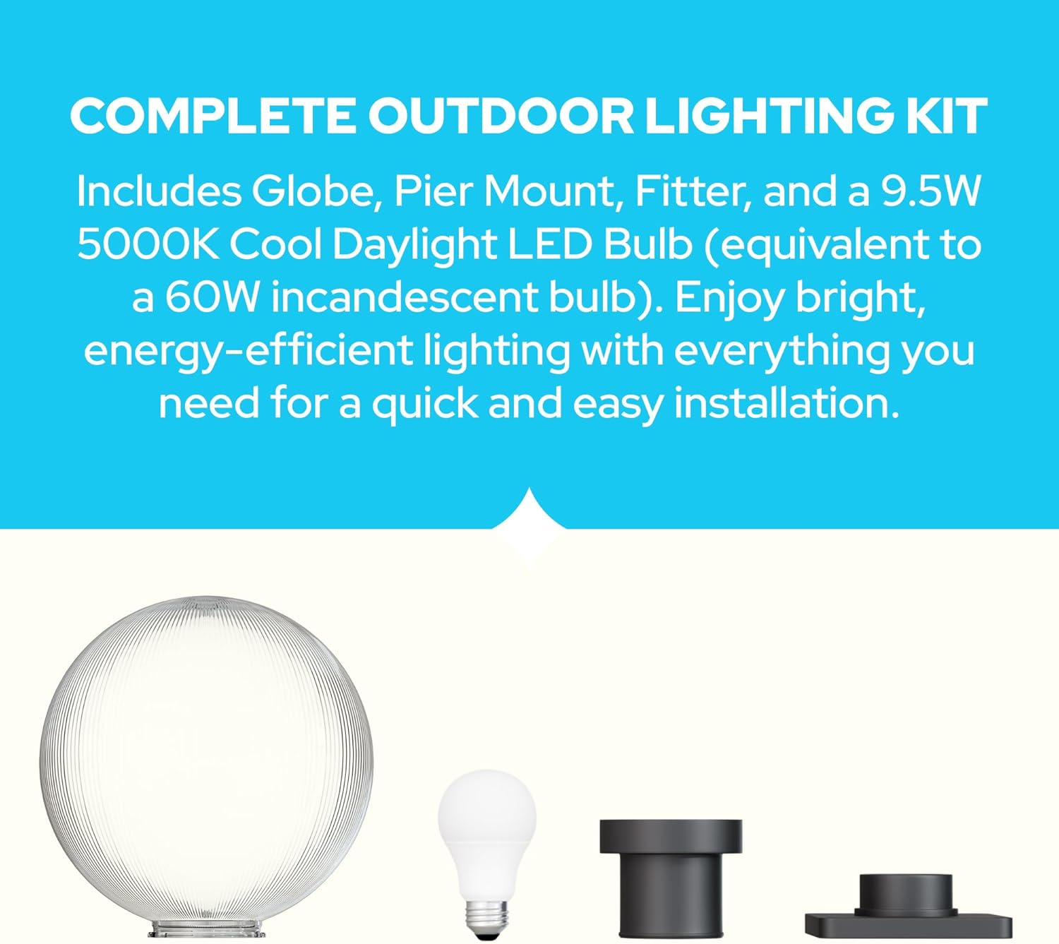 KastLite 12" Globe Pier Mount Outdoor Lighting with LED Lamp