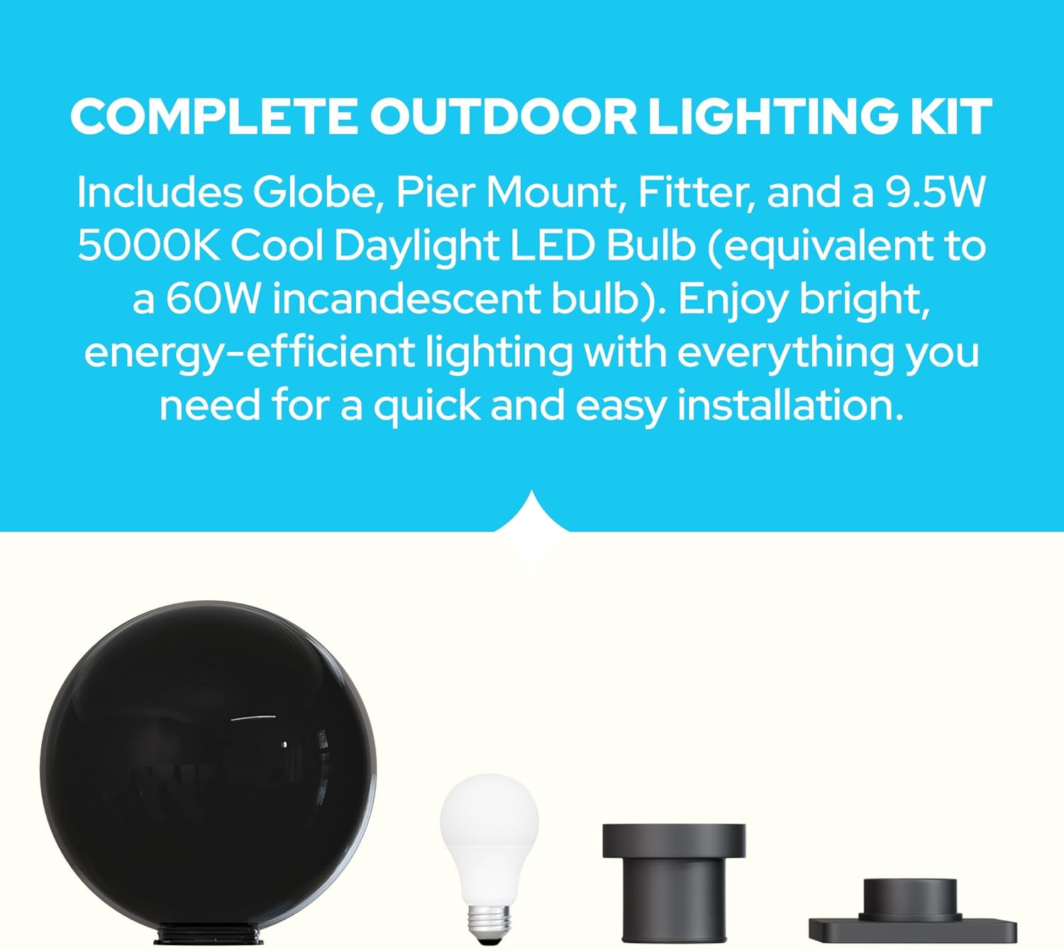 KastLite 12" Globe Pier Mount Outdoor Lighting with LED Lamp