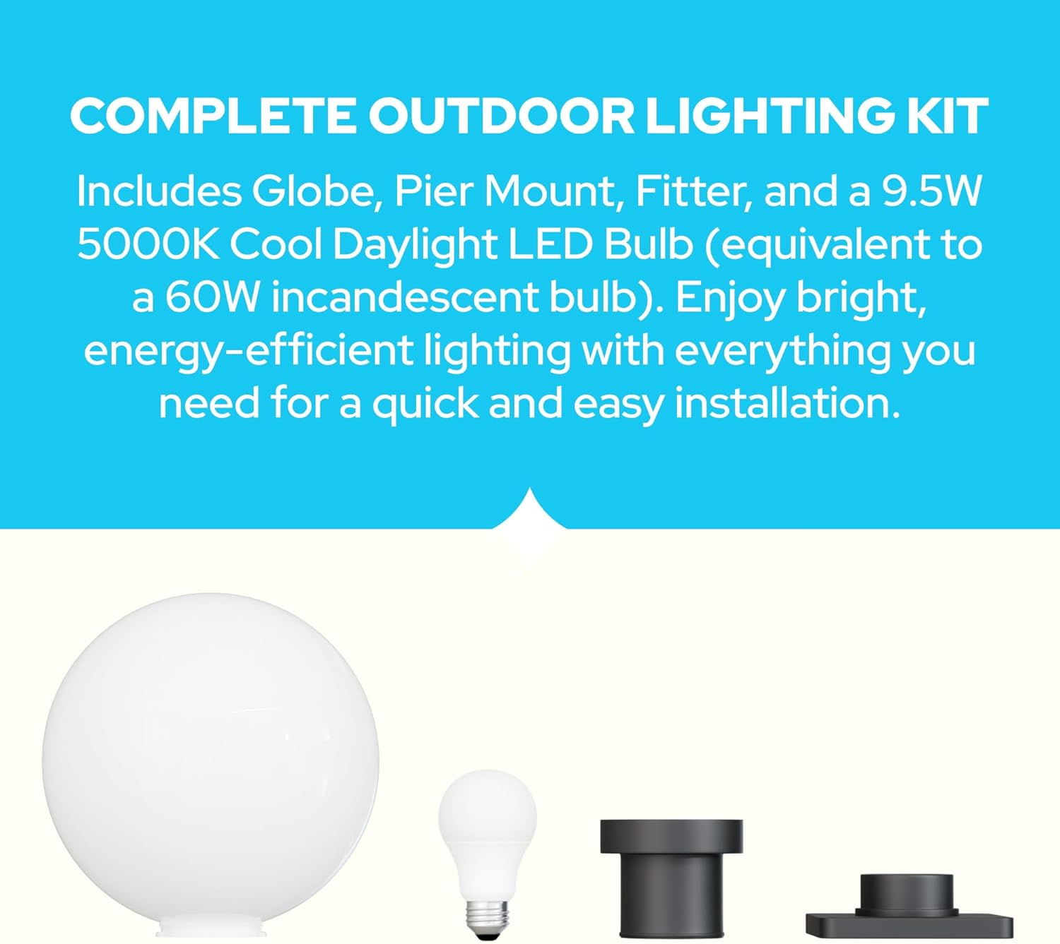 KastLite 12" Globe Pier Mount Outdoor Lighting with LED Lamp