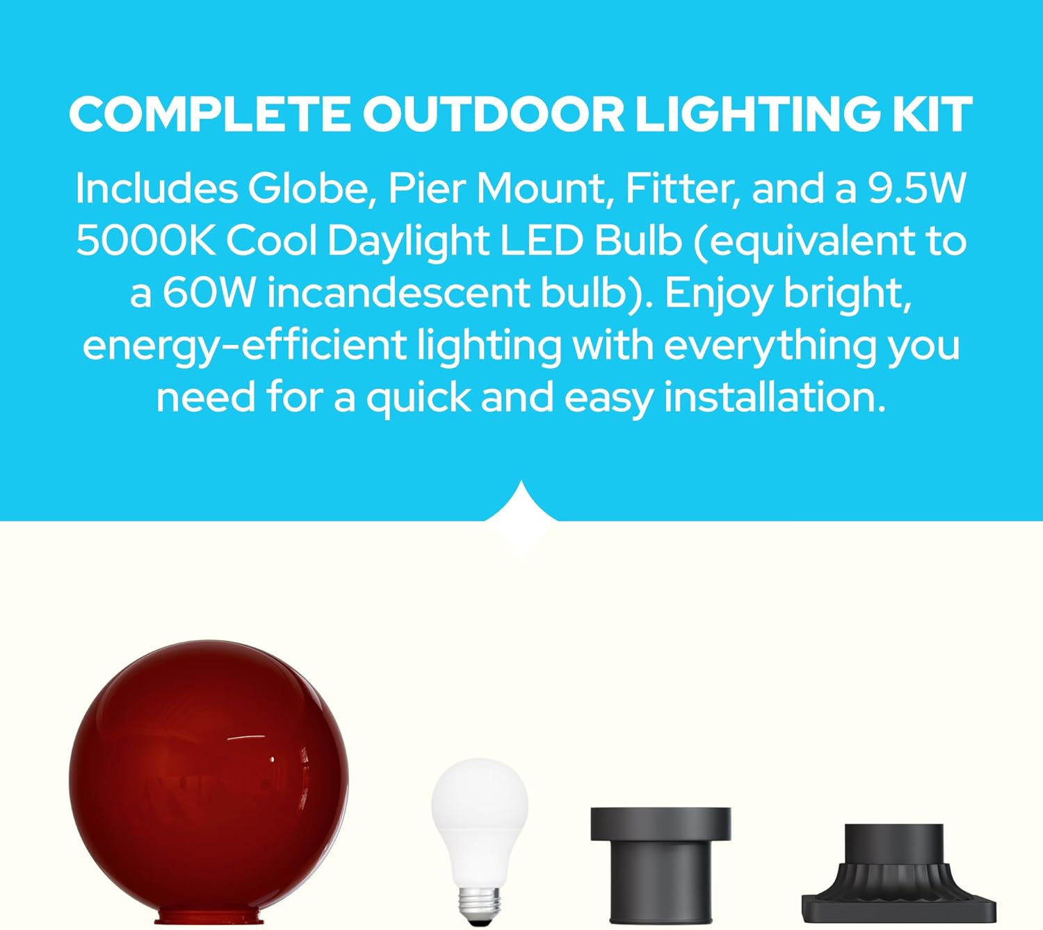 KastLite 10" Globe Pier Mount Outdoor Lighting with LED Lamp