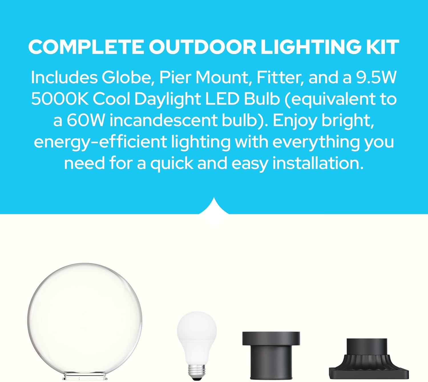 KastLite 10" Globe Pier Mount Outdoor Lighting with LED Lamp