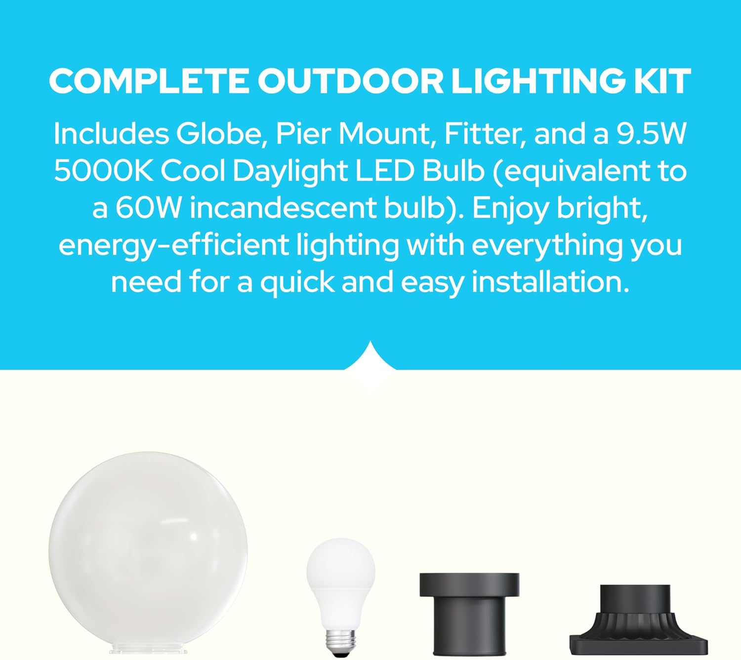 KastLite 10" Globe Pier Mount Outdoor Lighting with LED Lamp