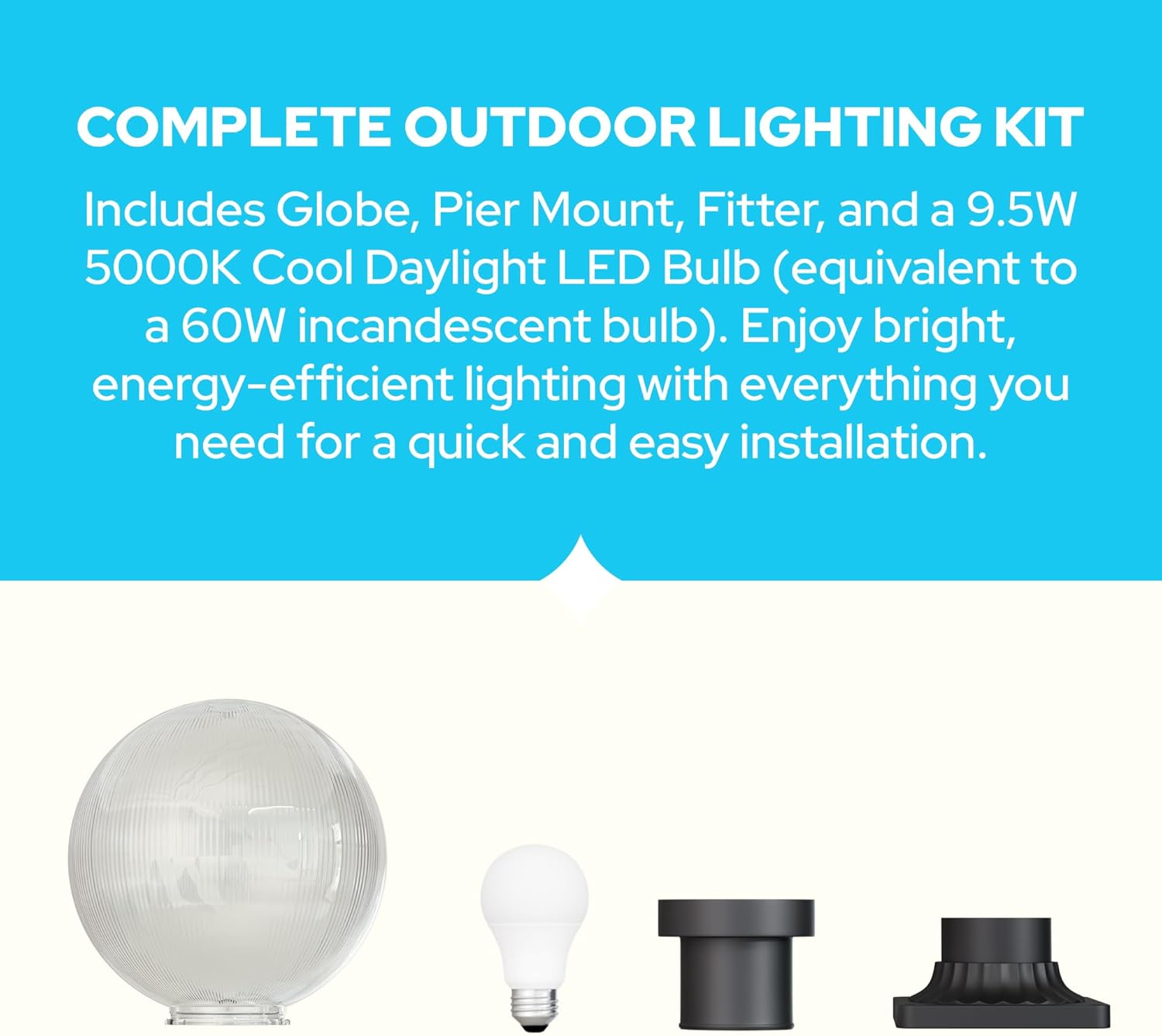 KastLite 10" Globe Pier Mount Outdoor Lighting with LED Lamp
