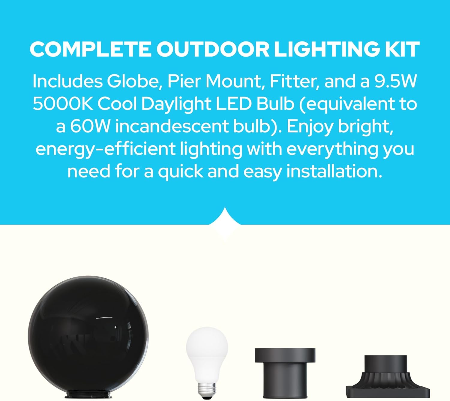 KastLite 10" Globe Pier Mount Outdoor Lighting with LED Lamp