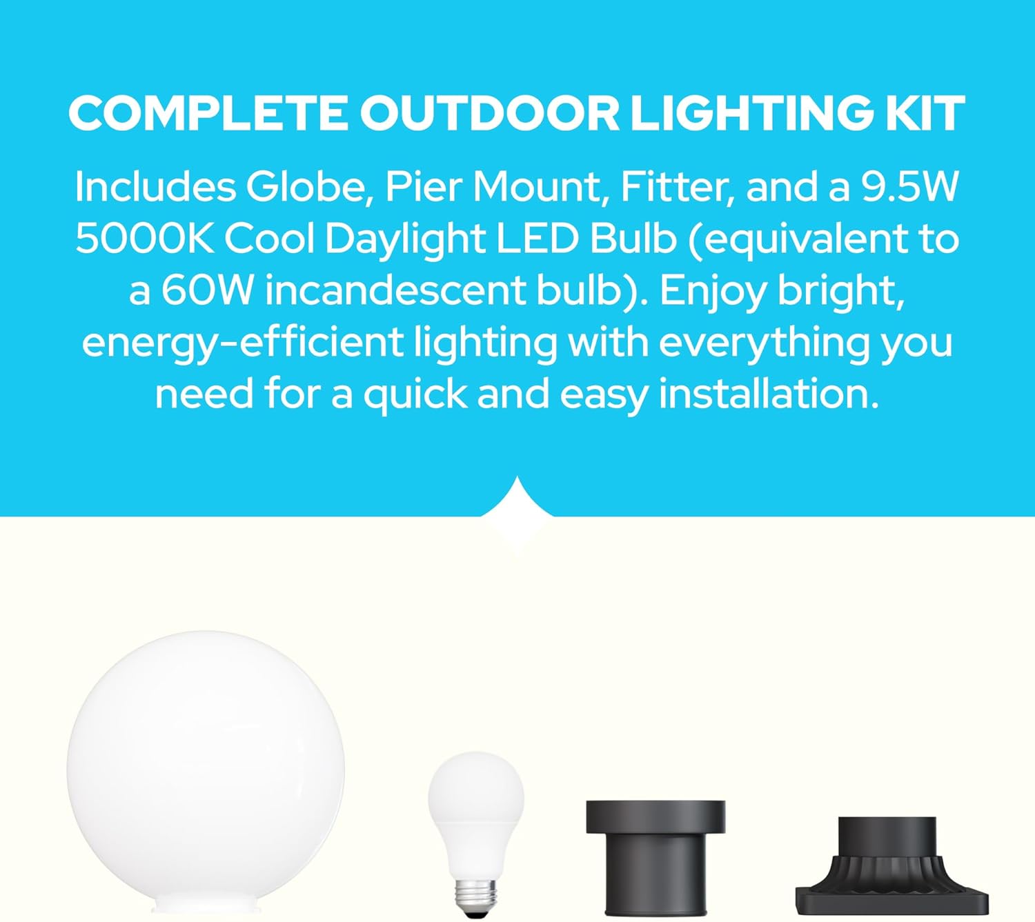 KastLite 10" Globe Pier Mount Outdoor Lighting with LED Lamp