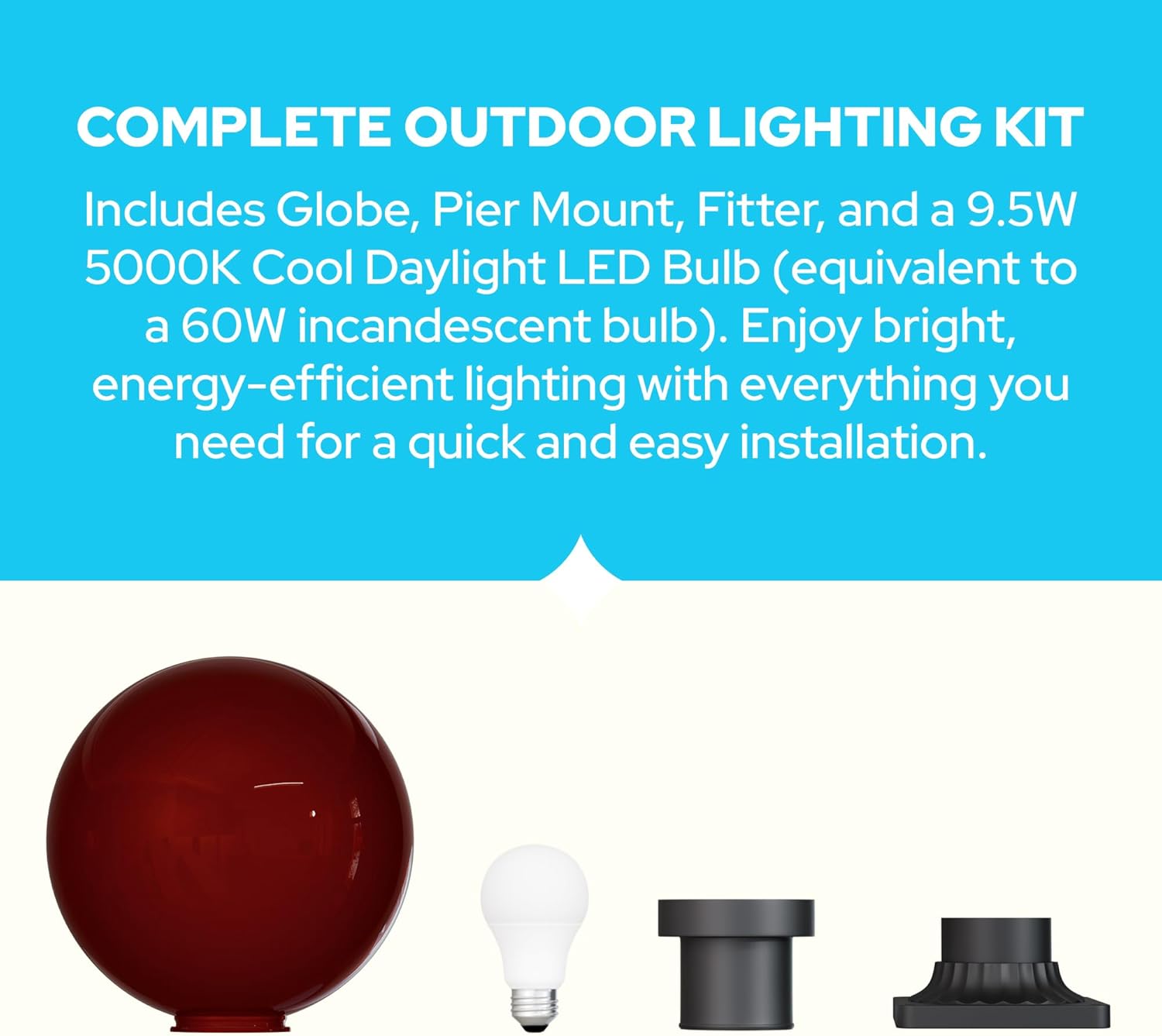 KastLite 12" Globe Pier Mount Outdoor Lighting with LED Lamp