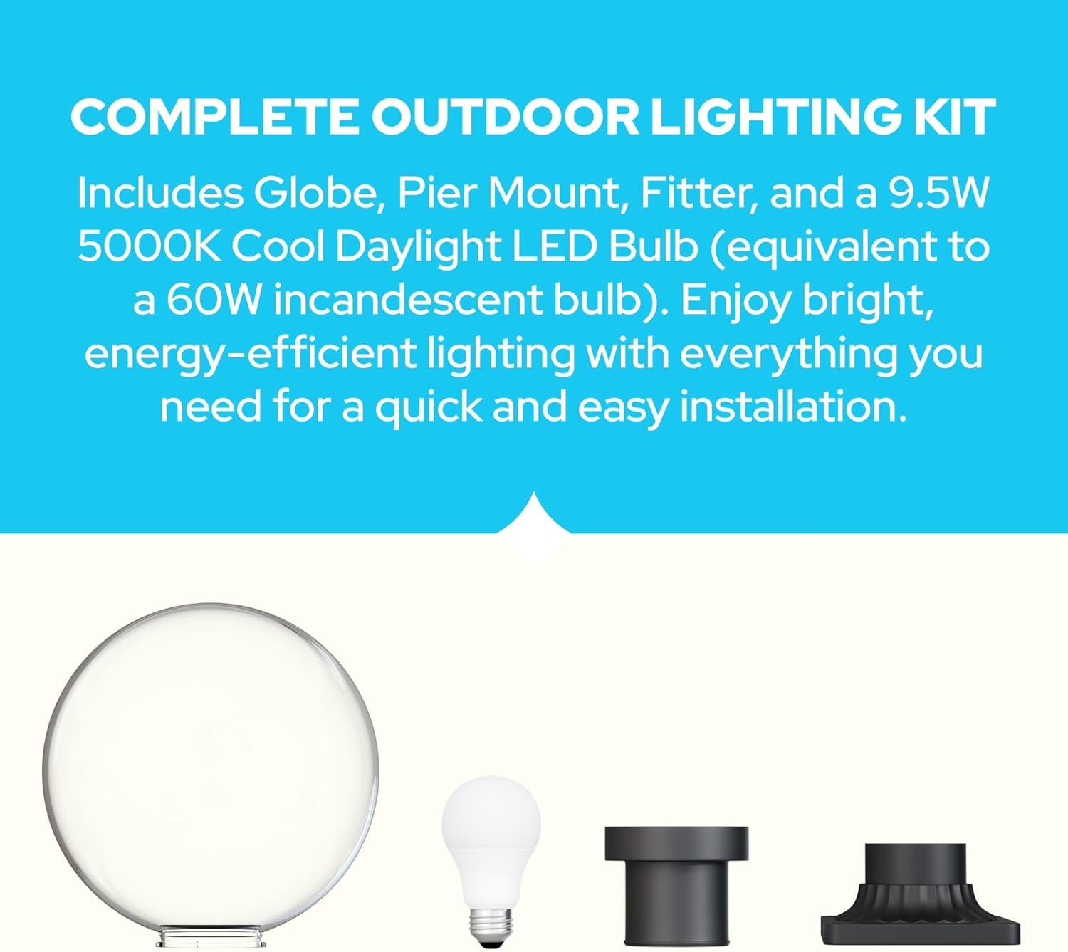 KastLite 12" Globe Pier Mount Outdoor Lighting with LED Lamp