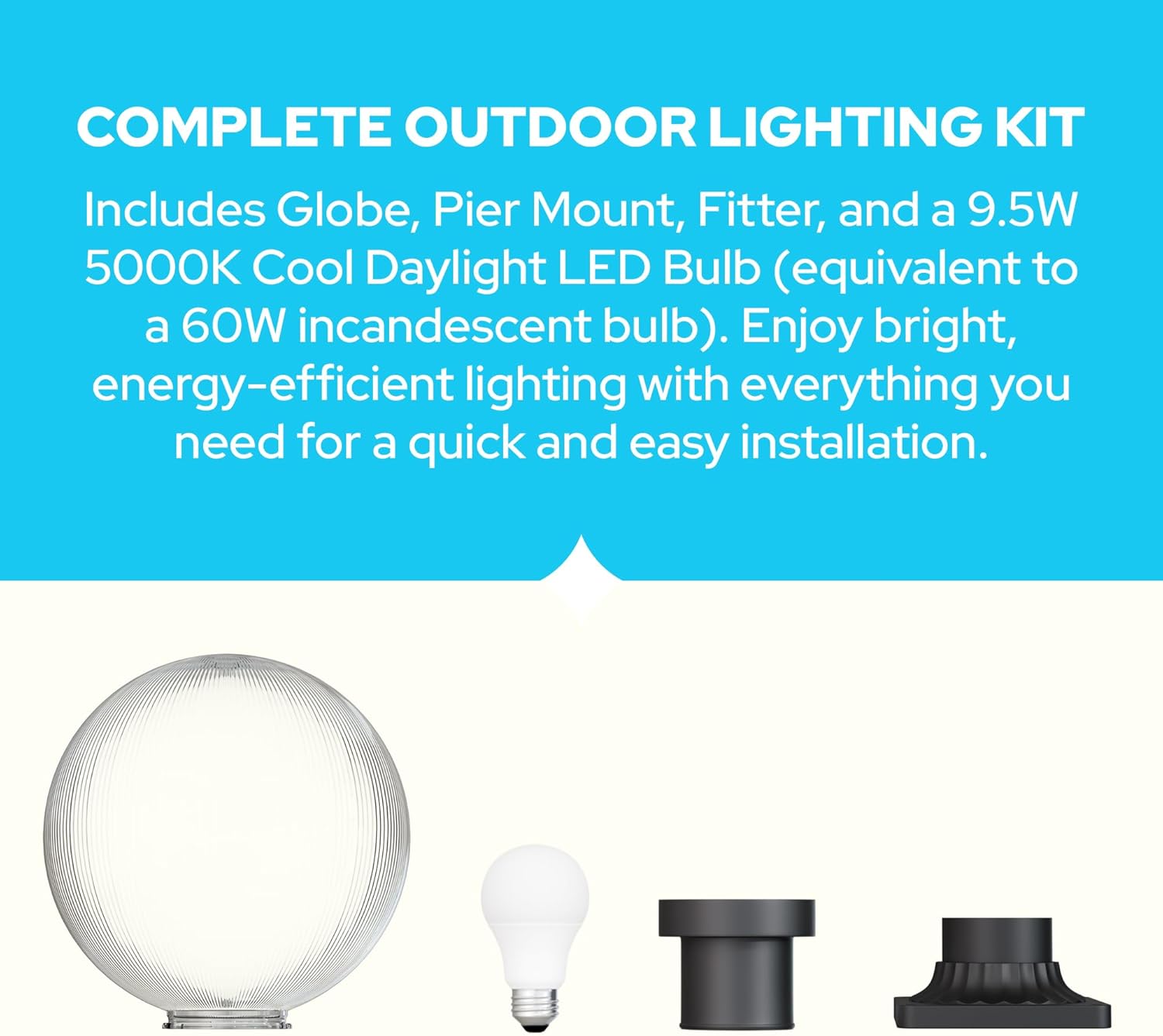 KastLite 12" Globe Pier Mount Outdoor Lighting with LED Lamp