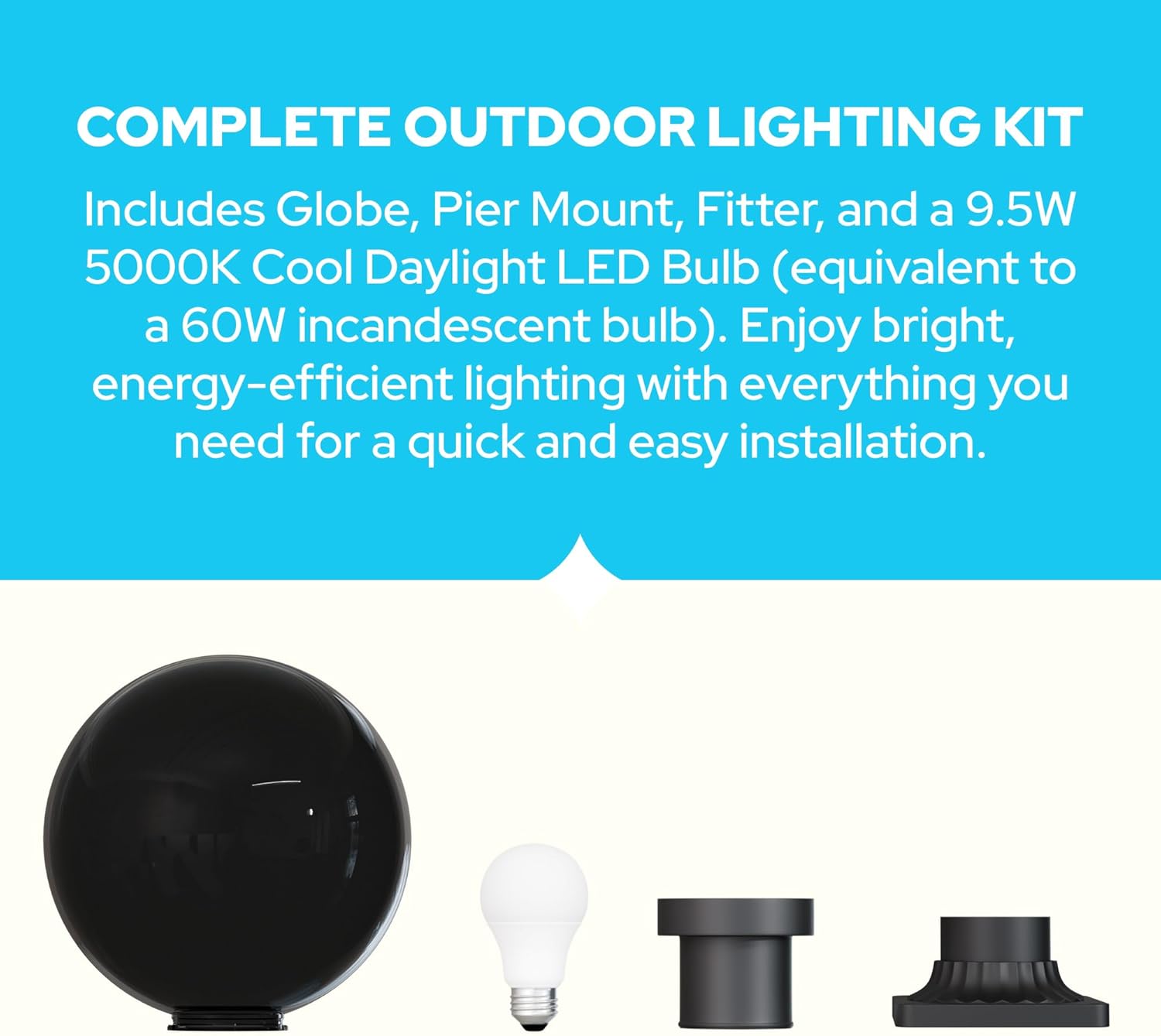 KastLite 12" Globe Pier Mount Outdoor Lighting with LED Lamp