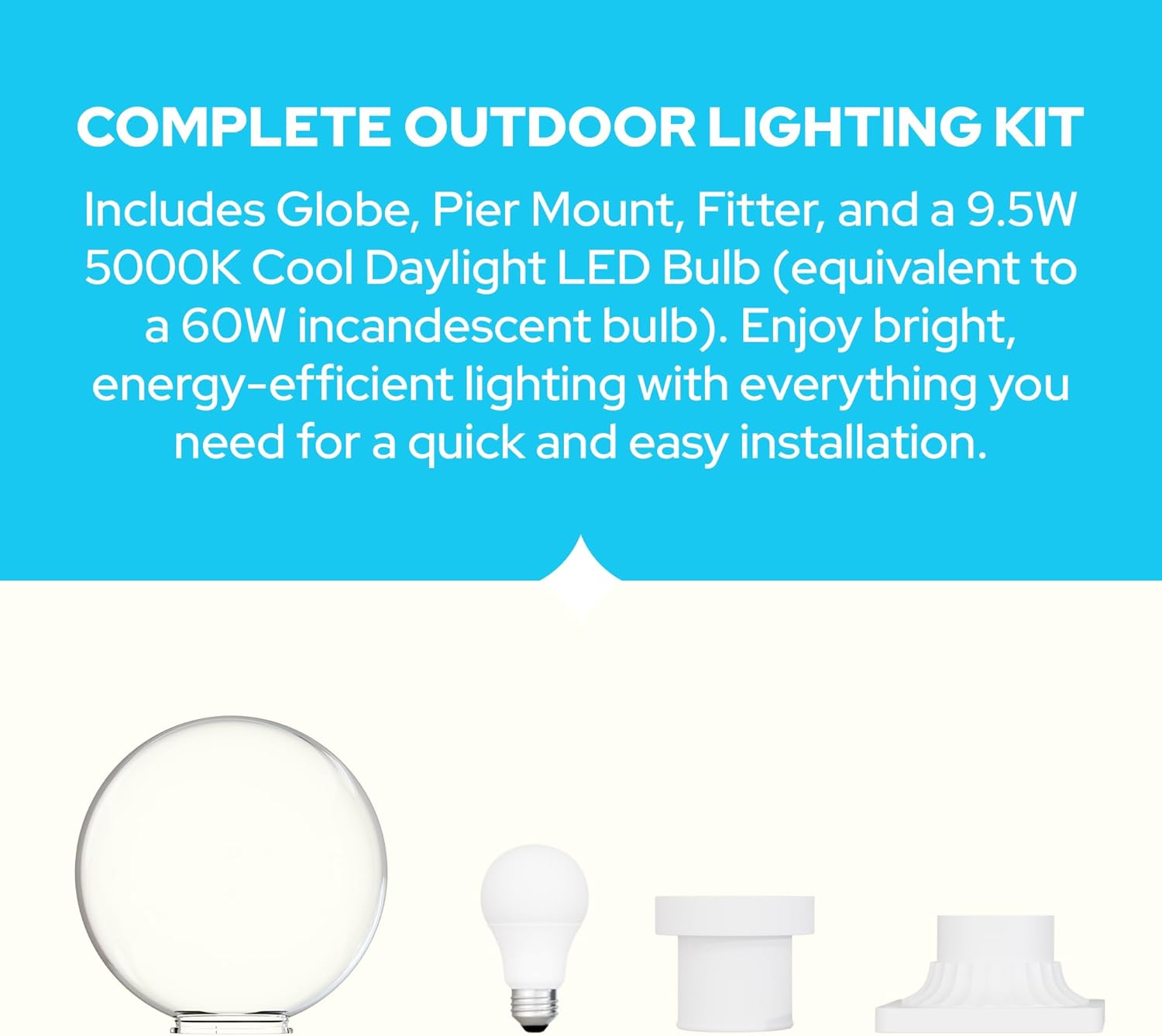 KastLite 10" Globe Pier Mount Outdoor Lighting with LED Lamp