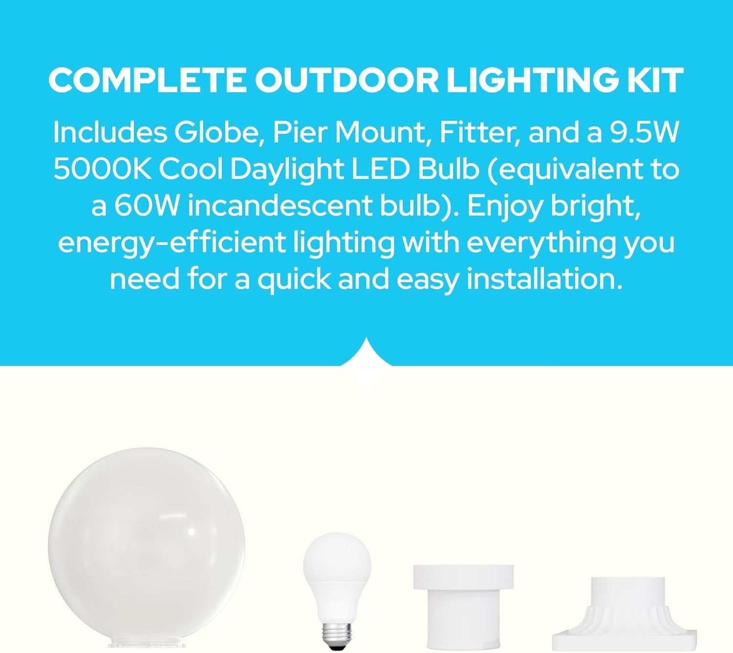 KastLite 10" Globe Pier Mount Outdoor Lighting with LED Lamp