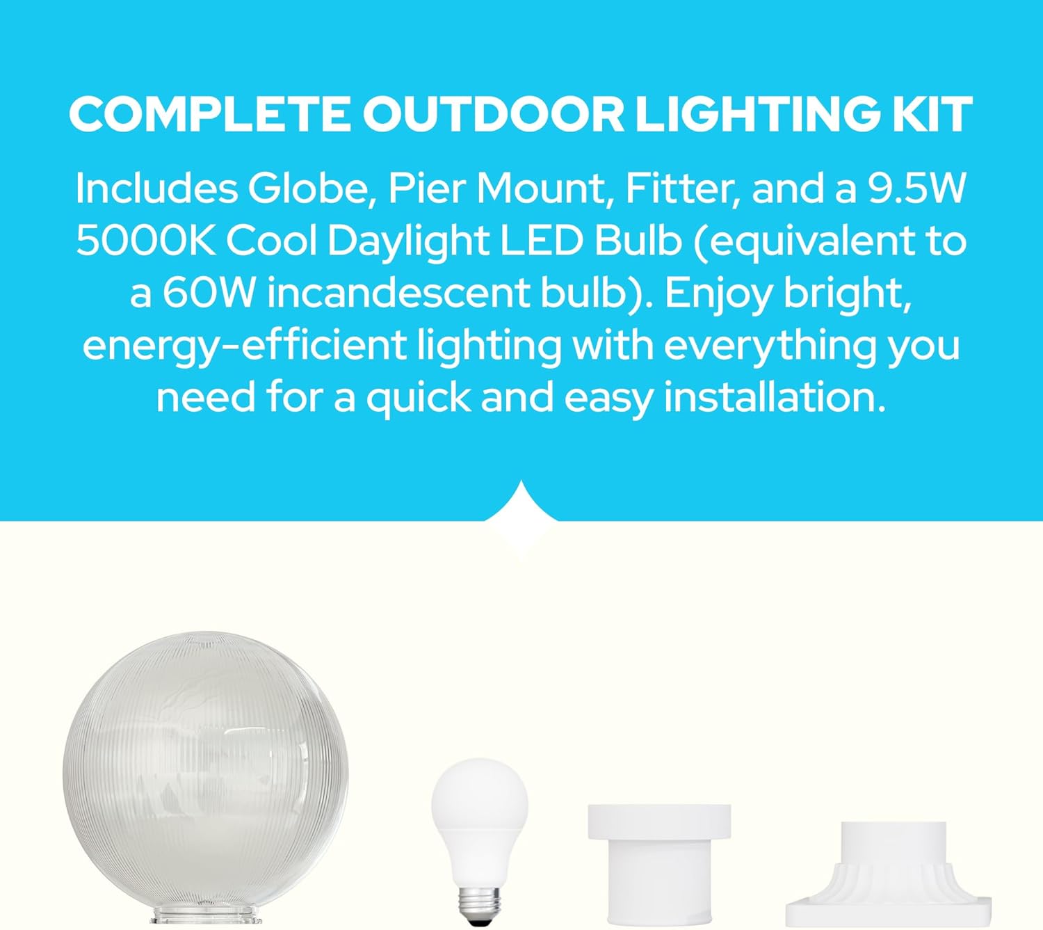 KastLite 10" Globe Pier Mount Outdoor Lighting with LED Lamp