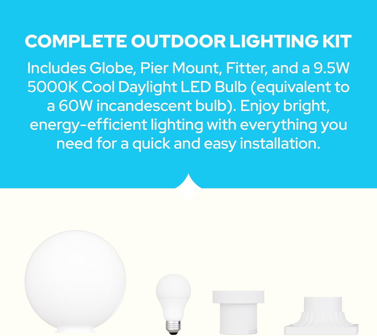 KastLite 10" Globe Pier Mount Outdoor Lighting with LED Lamp