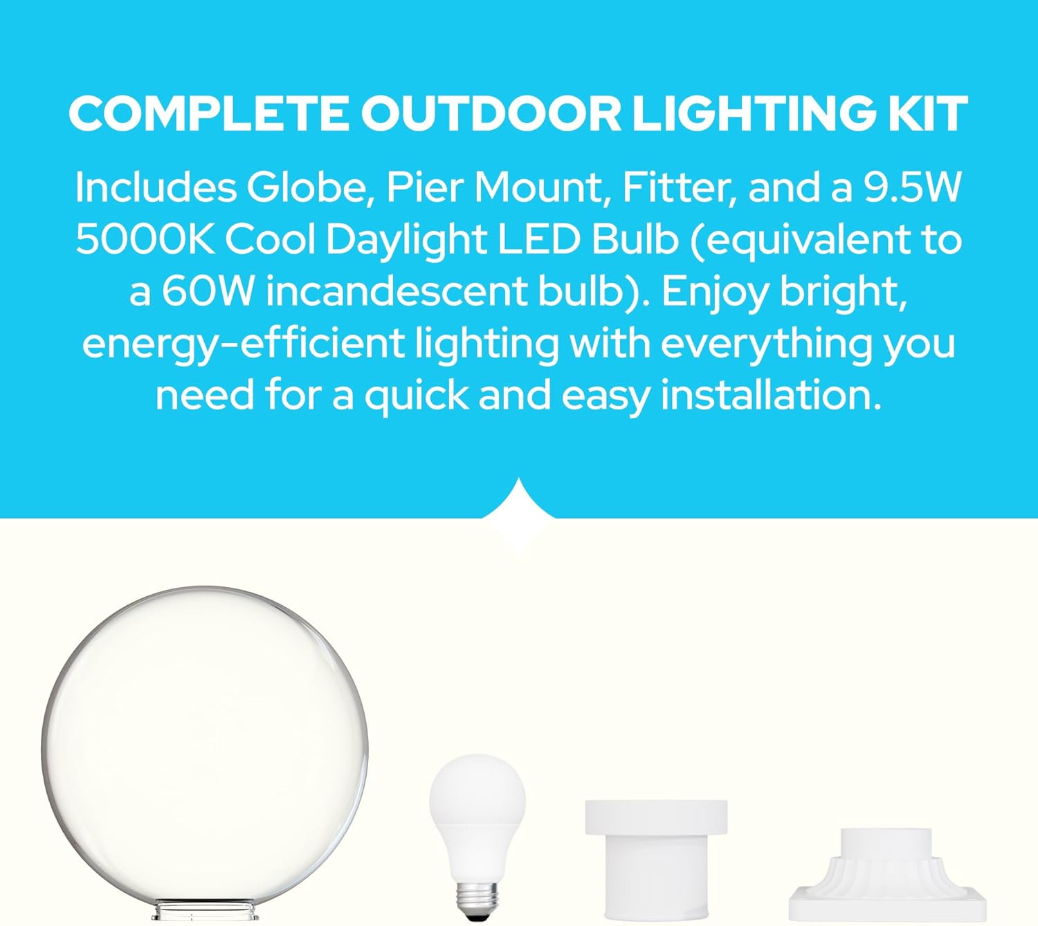 KastLite 12" Globe Pier Mount Outdoor Lighting with LED Lamp