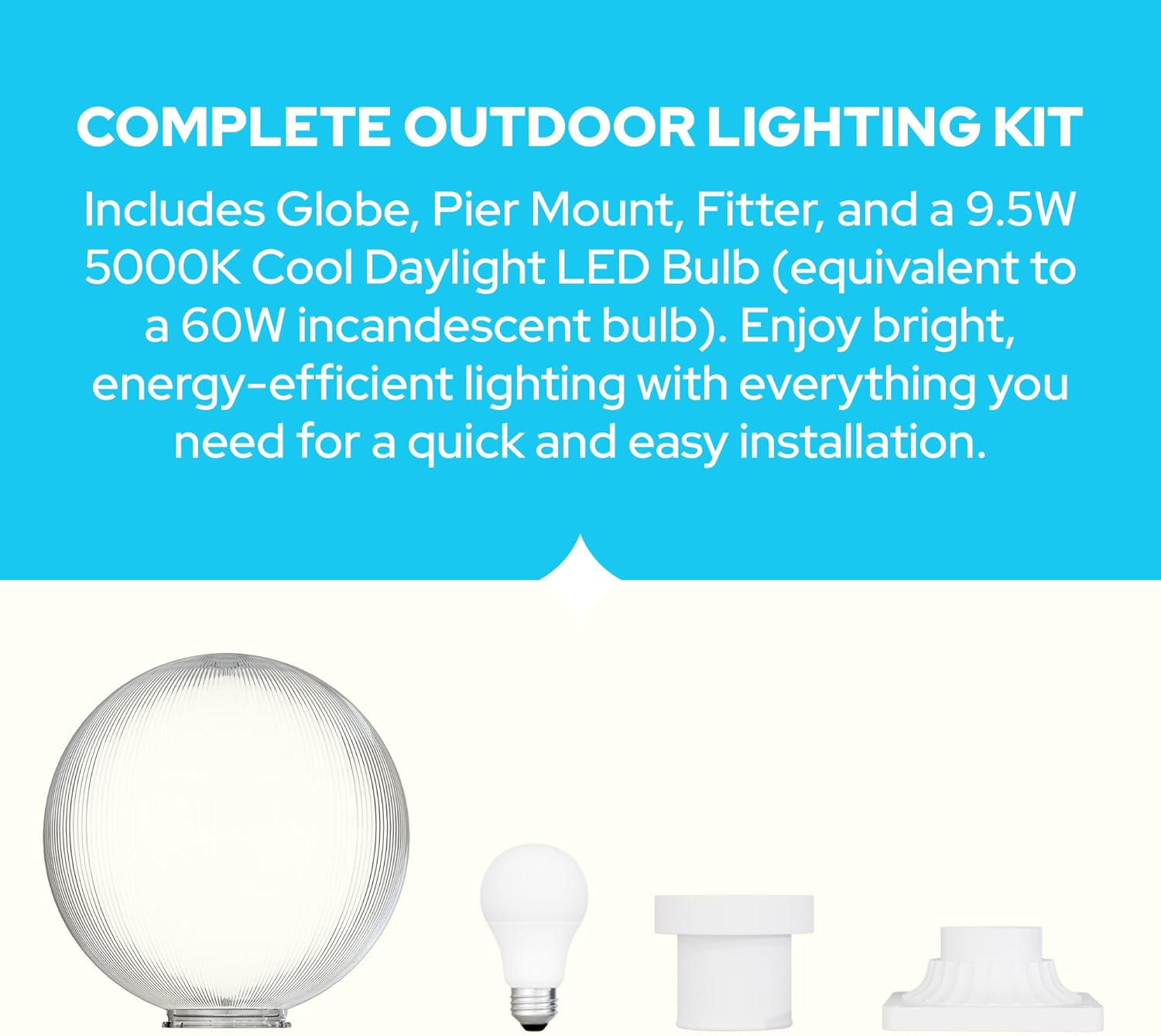 KastLite 12" Globe Pier Mount Outdoor Lighting with LED Lamp
