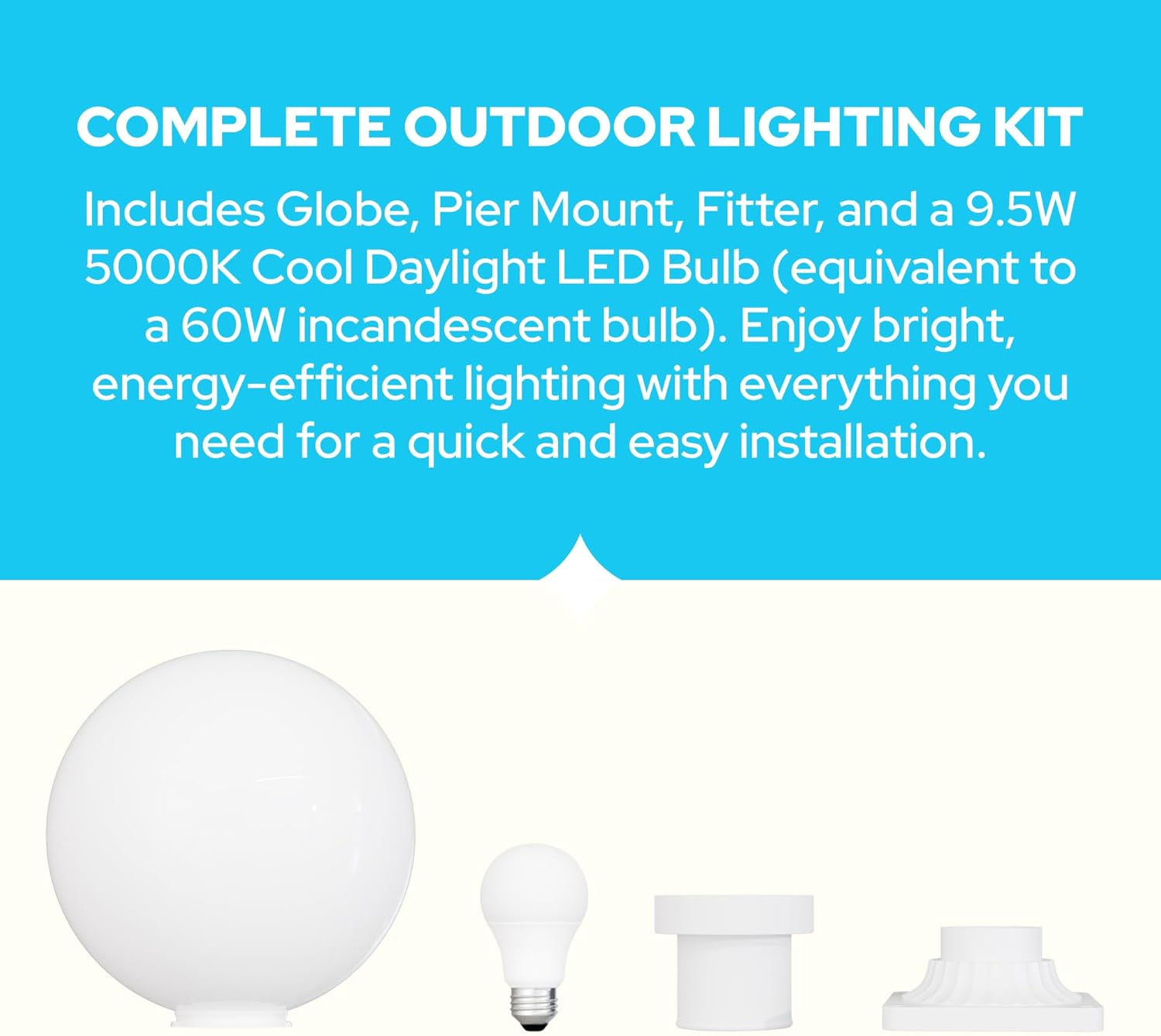 KastLite 12" Globe Pier Mount Outdoor Lighting with LED Lamp