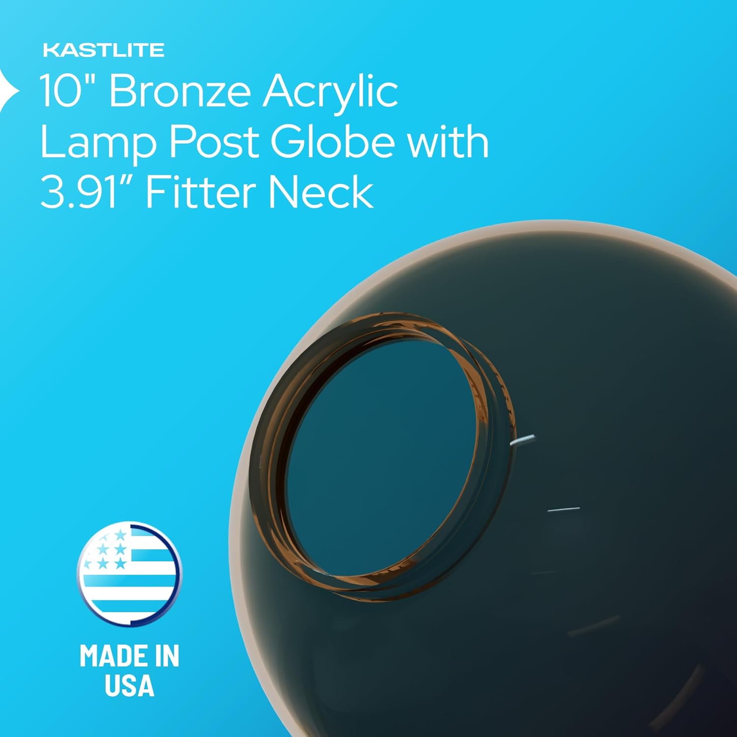 10" Globe with 3.91" Fitter Neck installed on lamp post fixture