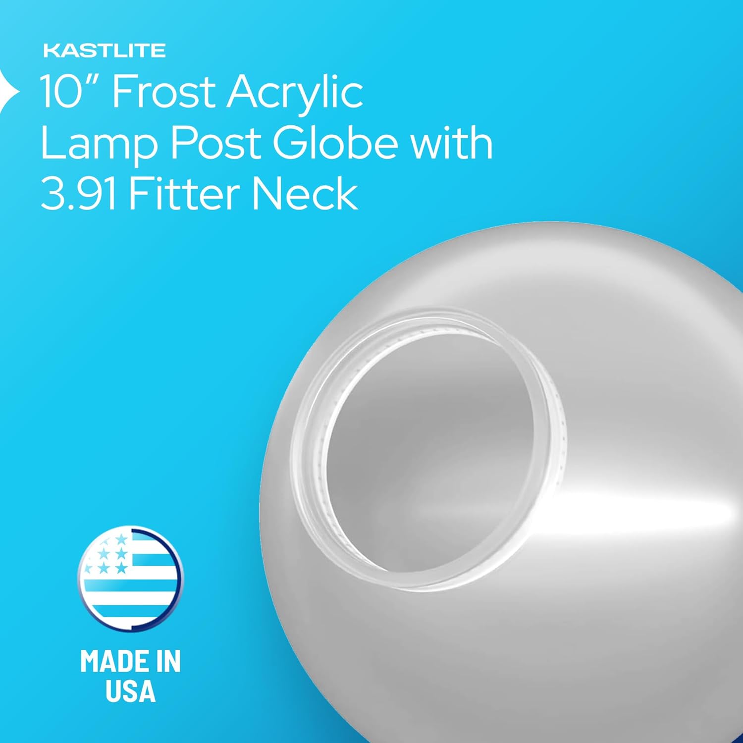 10" Globe with 3.91" Fitter Neck installed on lamp post fixture