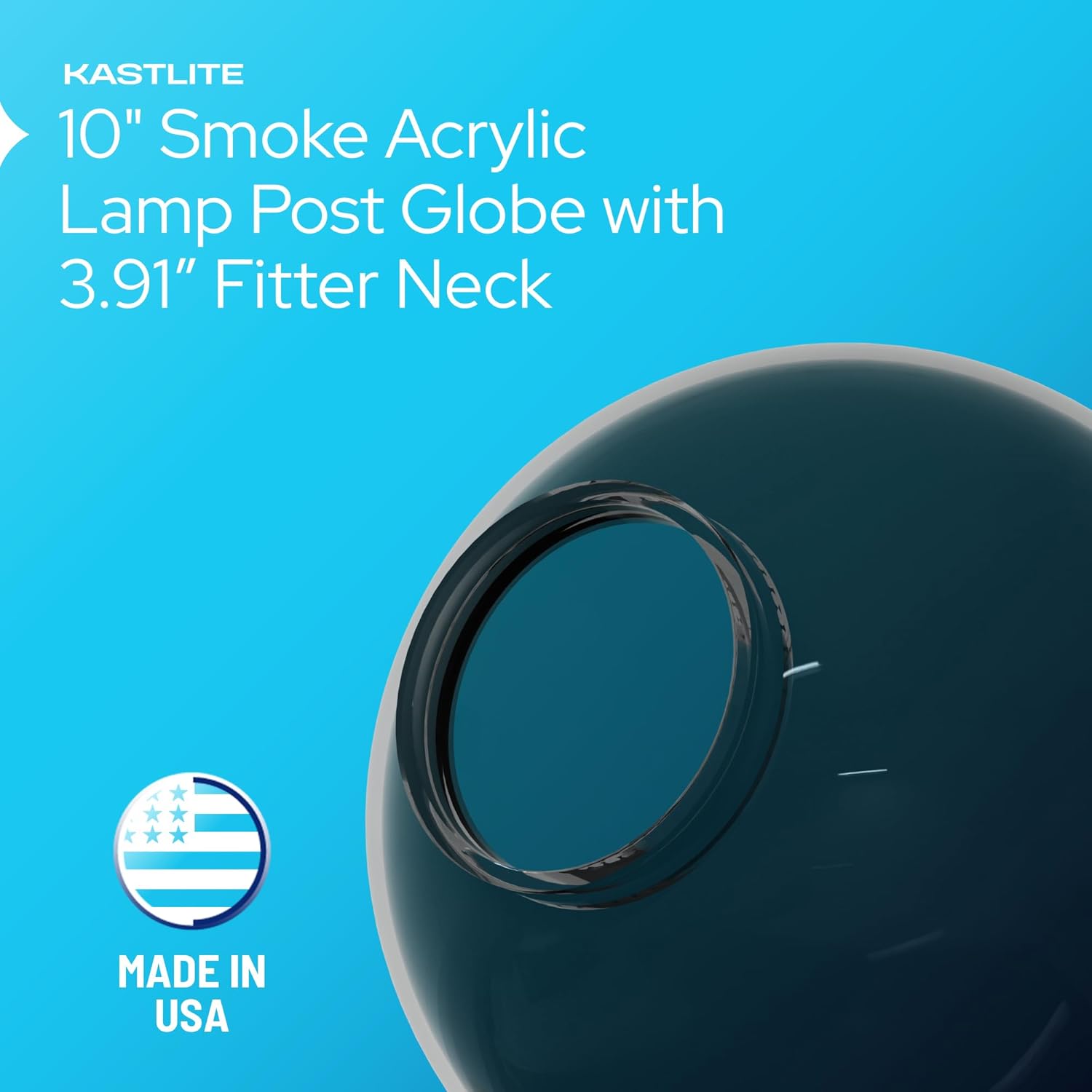 10" Globe with 3.91" Fitter Neck installed on lamp post fixture