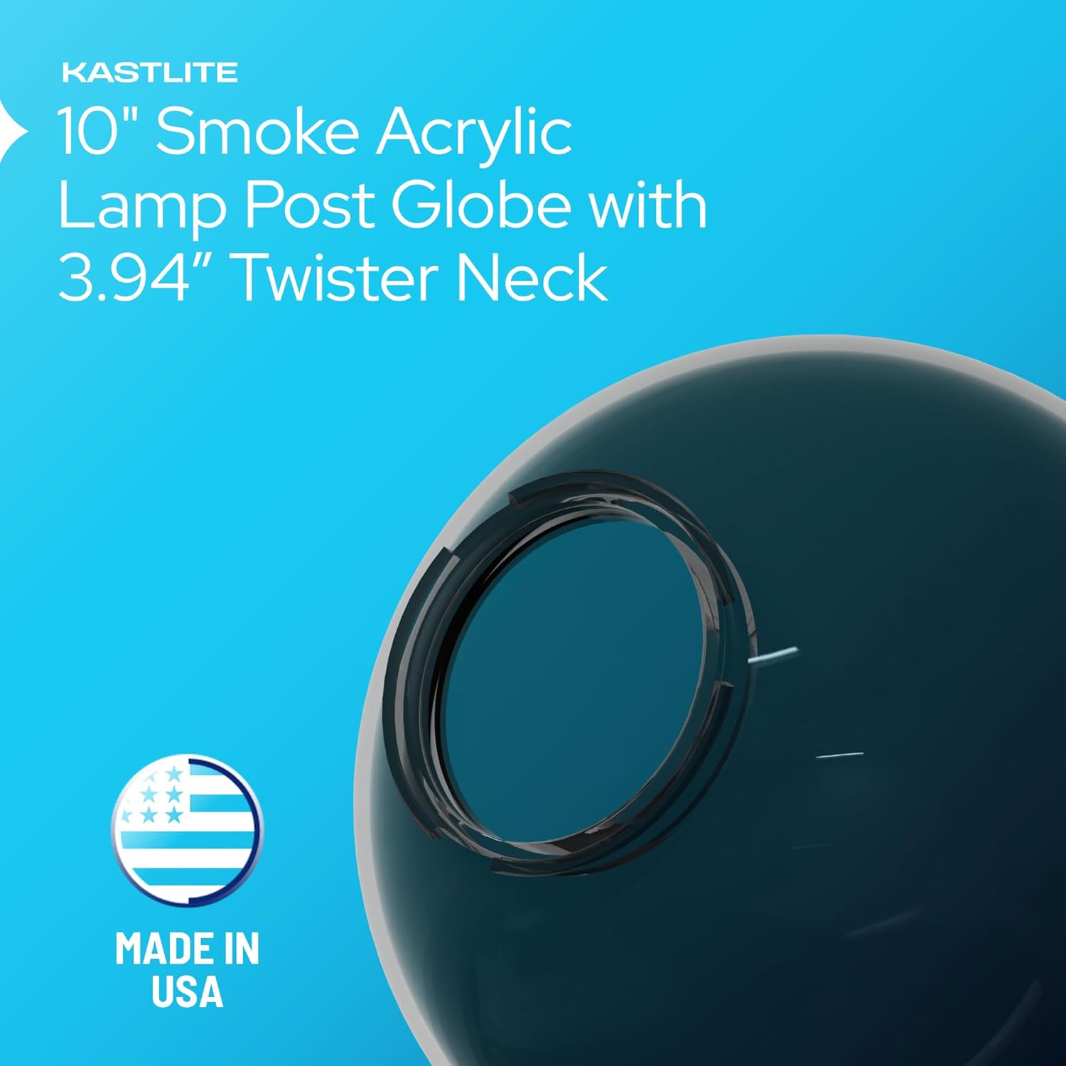 10" Globe with 3.94" Twist Lock Neck installed on lamp post fixture