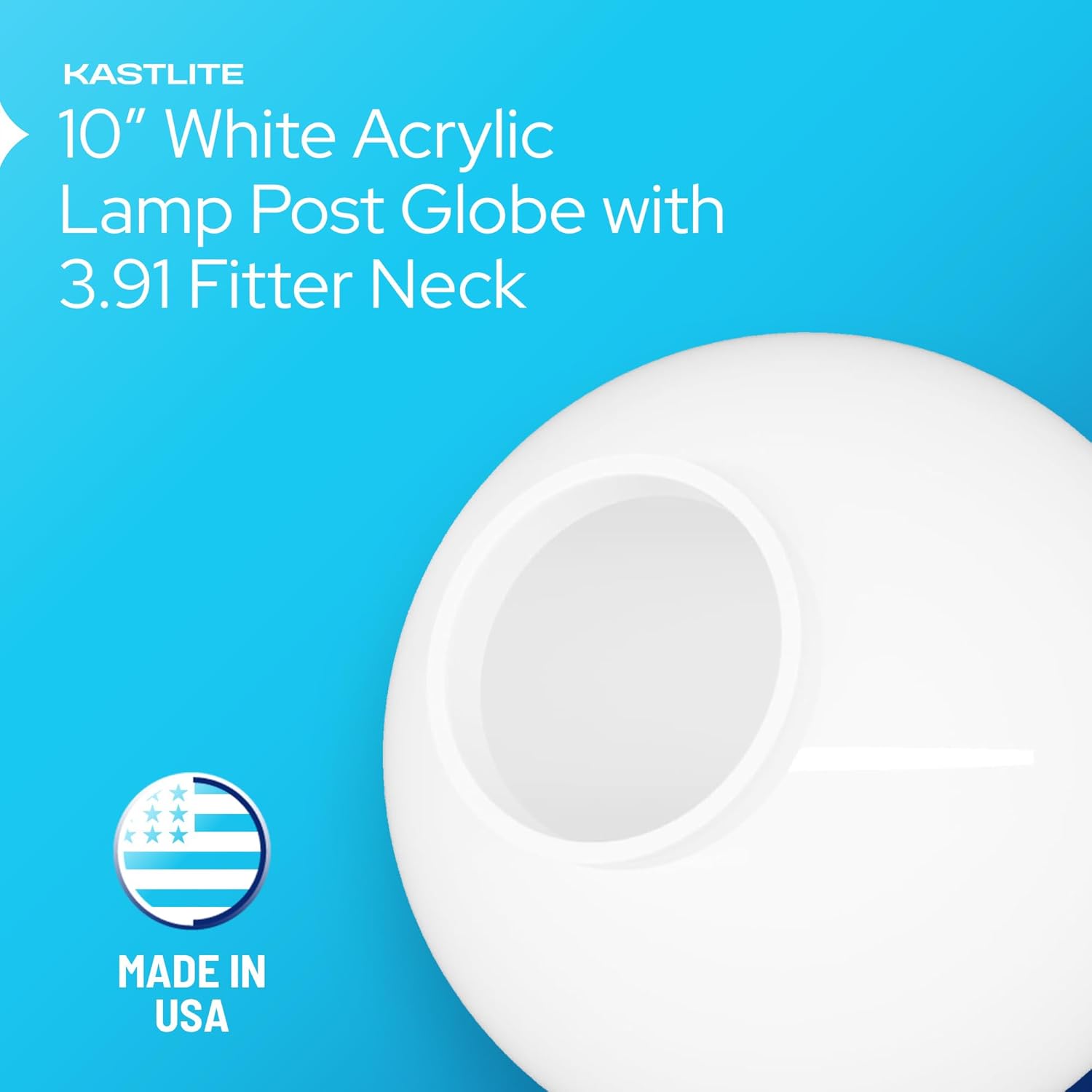 10" Globe with 3.91" Fitter Neck installed on lamp post fixture