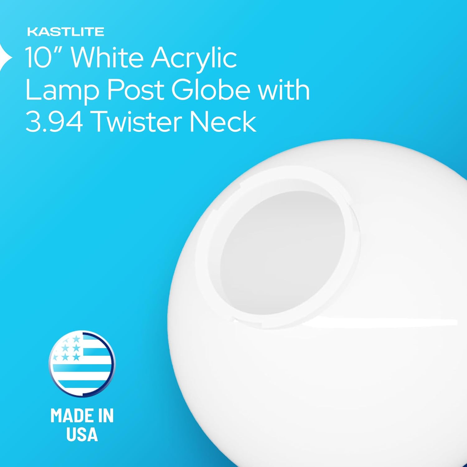 10" Globe with 3.94" Twist Lock Neck installed on lamp post fixture
