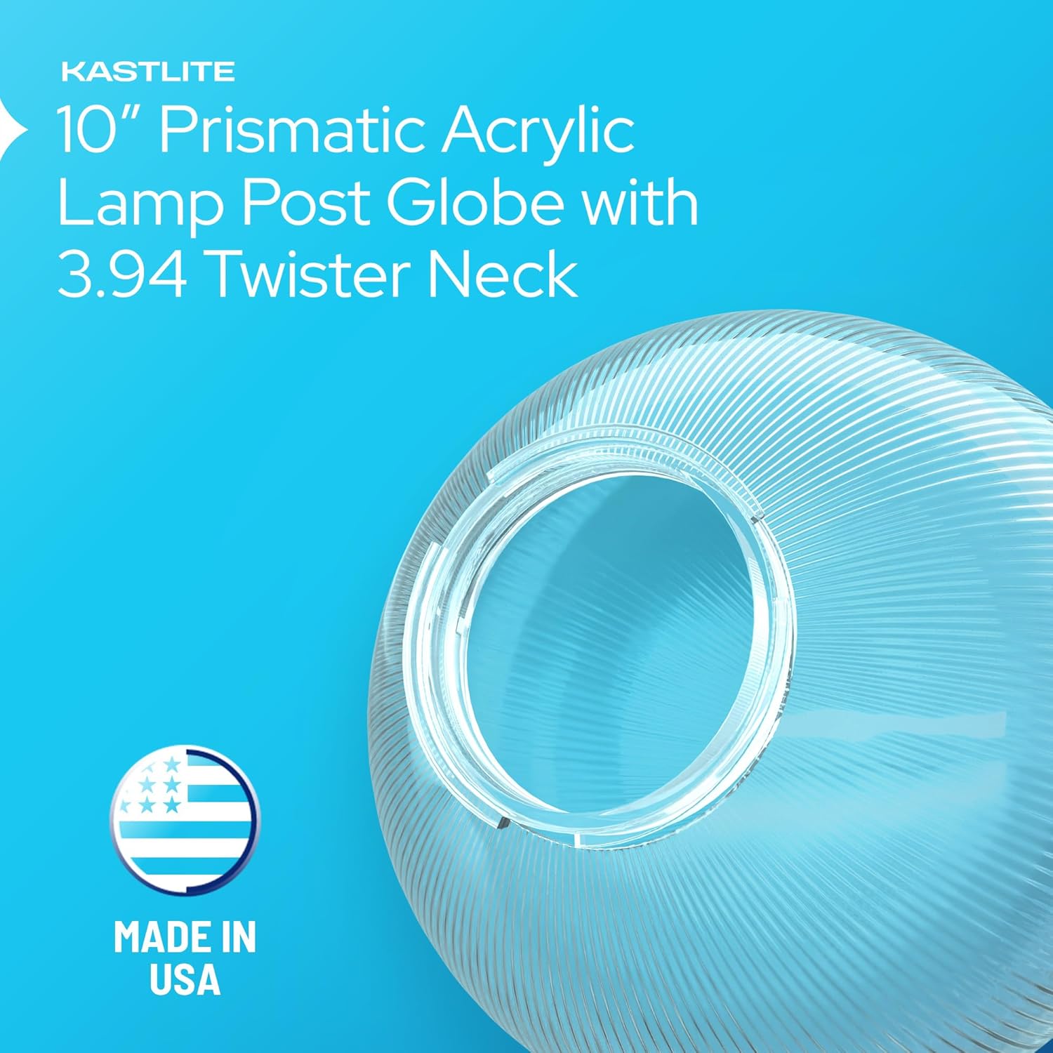10" Globe with 3.94" Twist Lock Neck installed on lamp post fixture