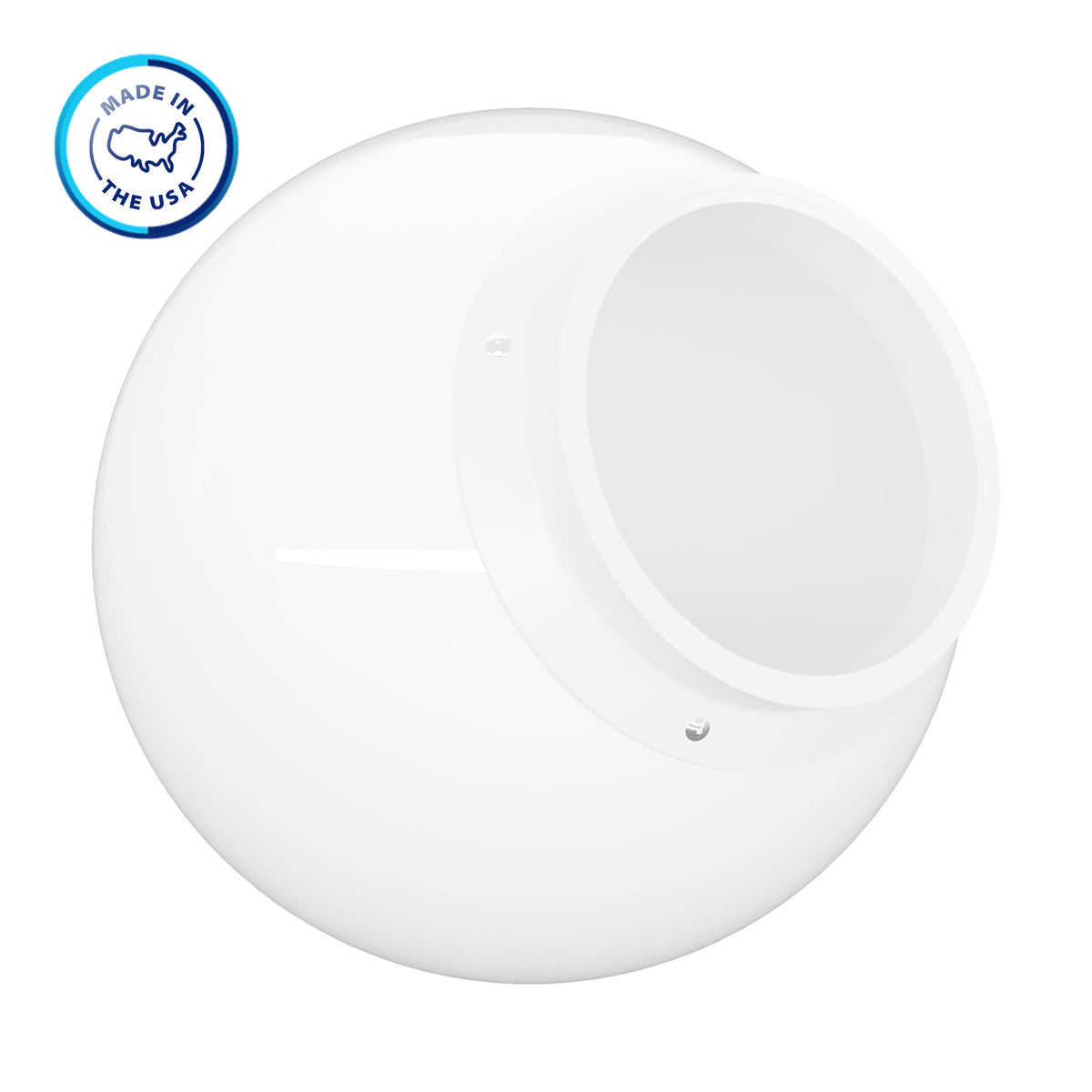 White glass globe light fixture 'made in the usa'