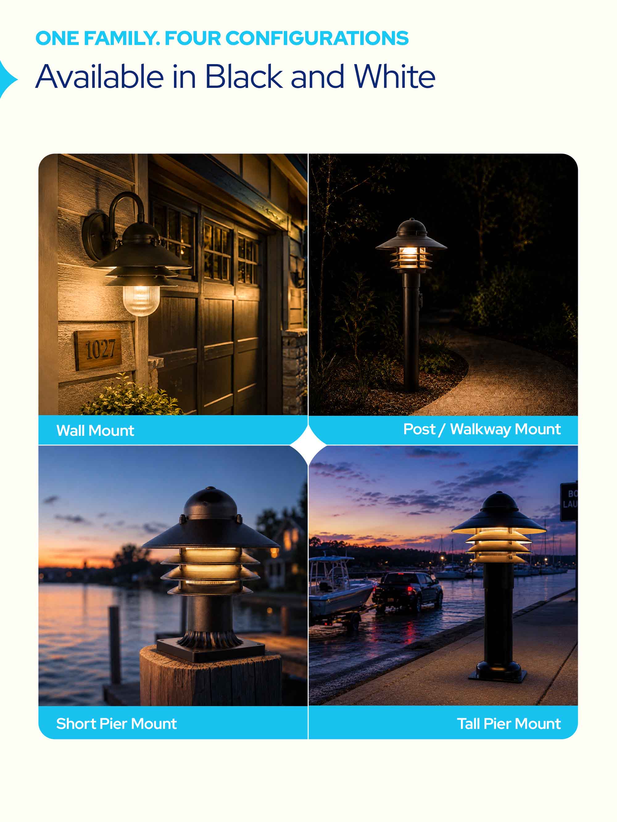 Nautical Post Walkway Lamp with Basic Pier Mounting Base
