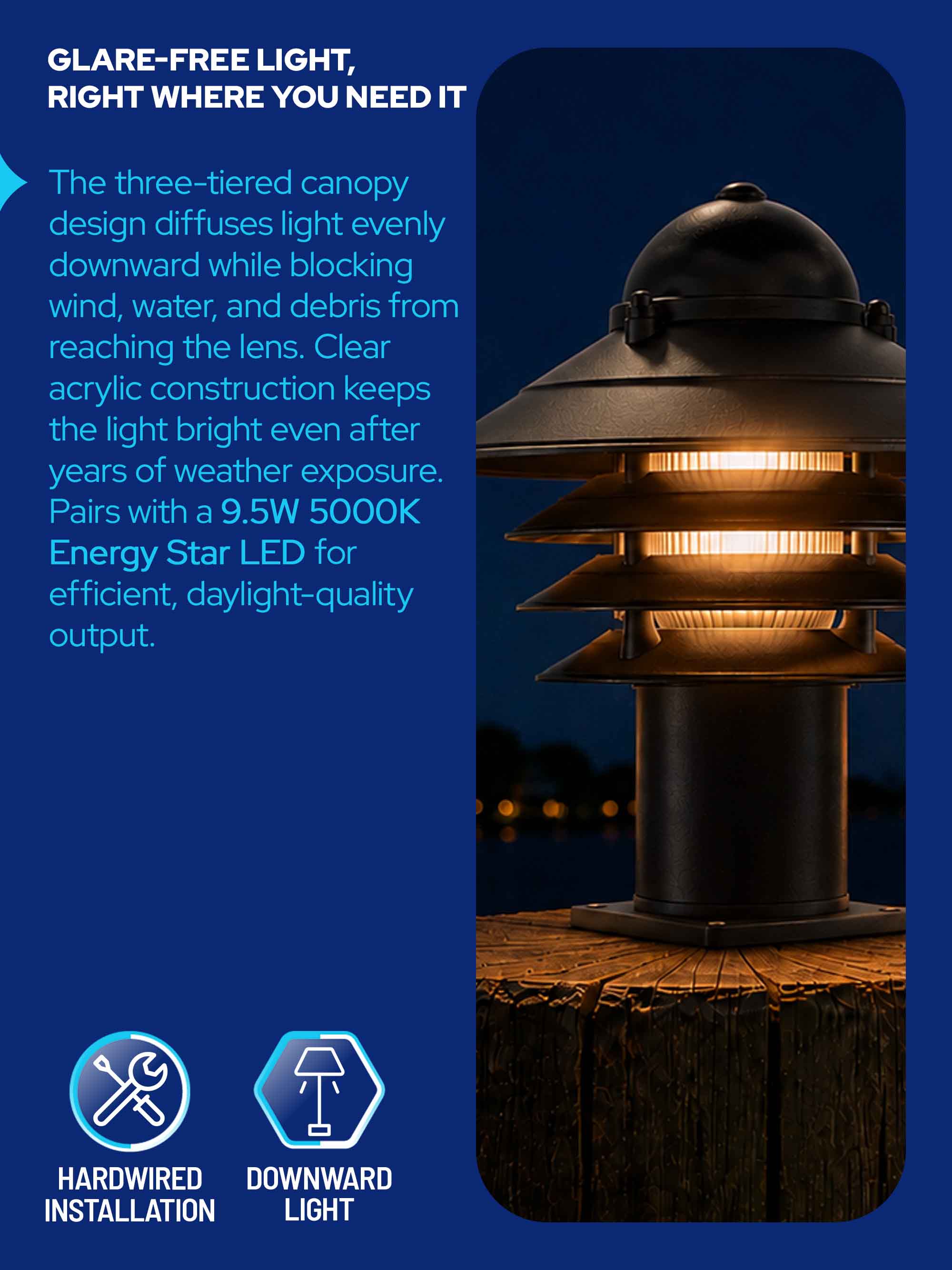 Nautical Post Walkway Lamp with Basic Pier Mounting Base