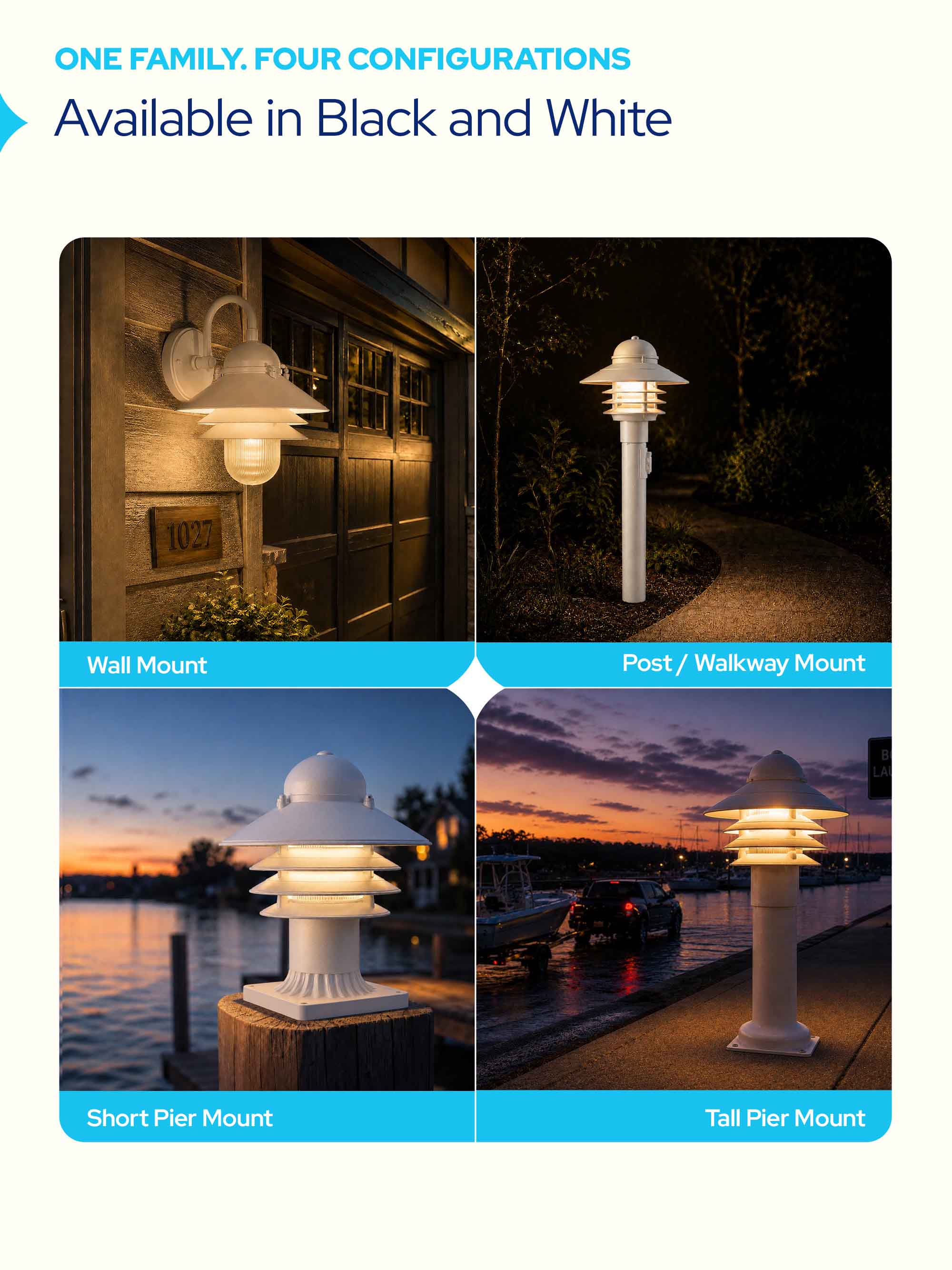 Nautical Post Walkway Lamp with Basic Pier Mounting Base