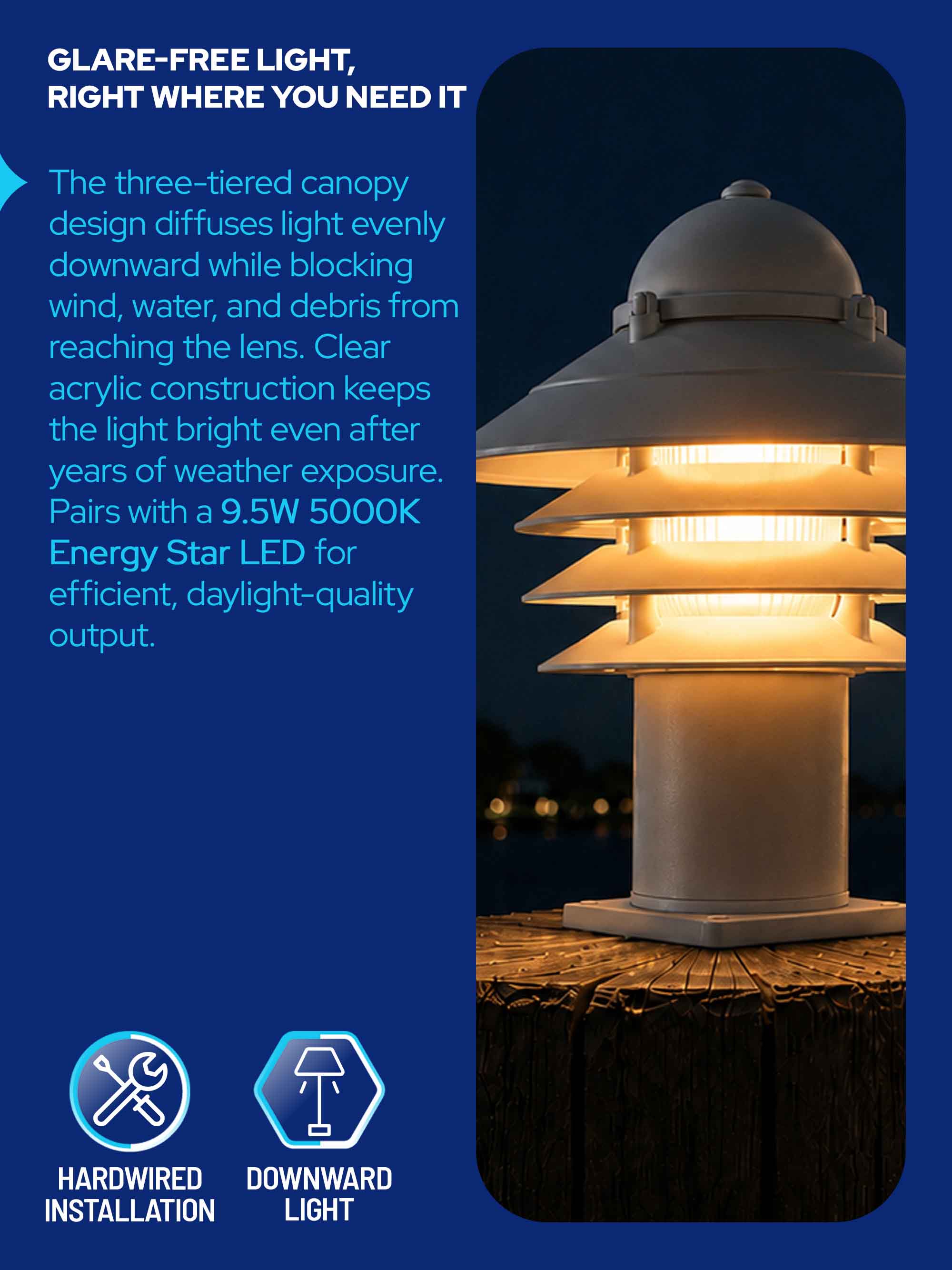 Nautical Post Walkway Lamp with Basic Pier Mounting Base