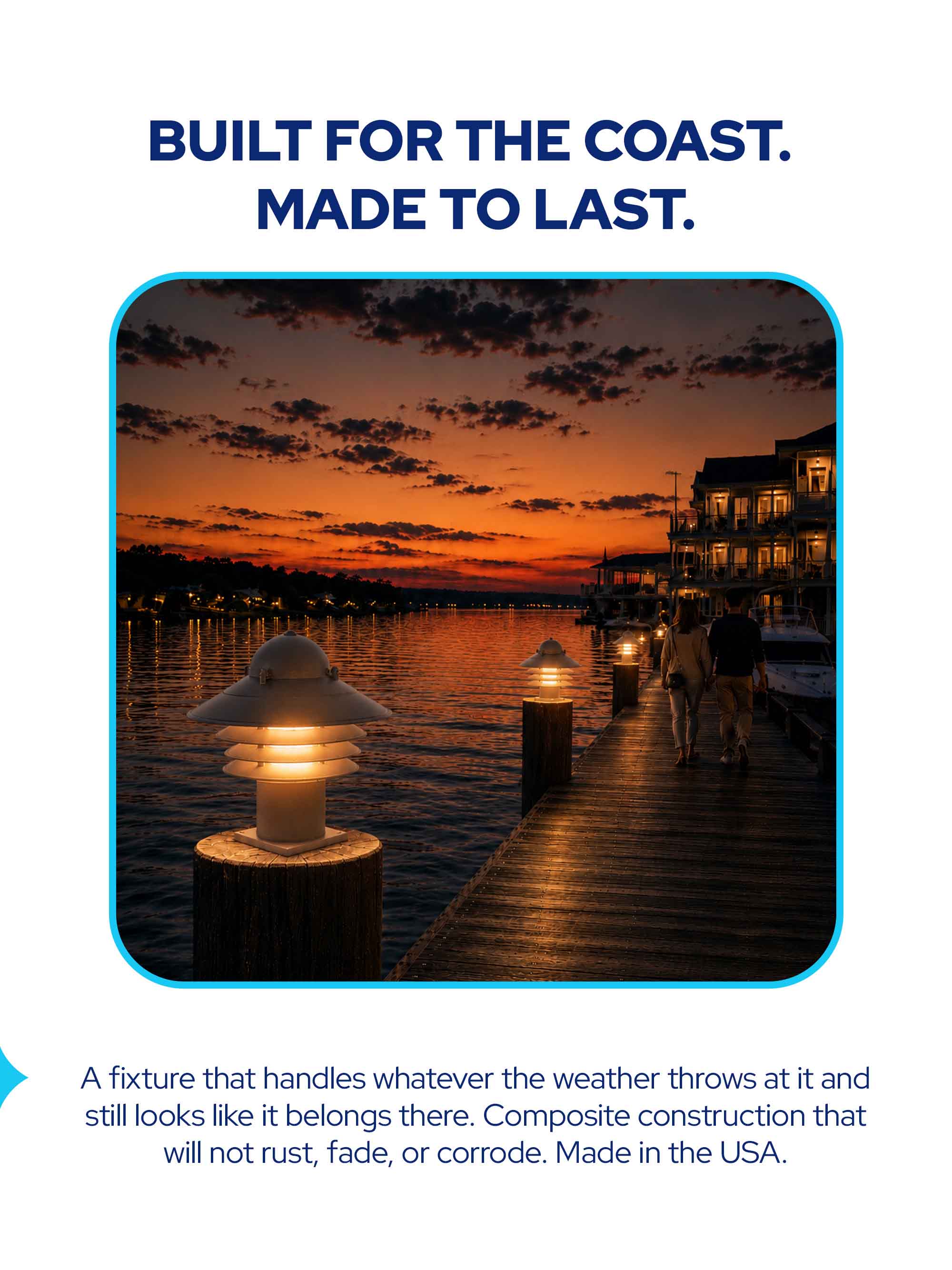 Nautical Post Walkway Lamp with Basic Pier Mounting Base