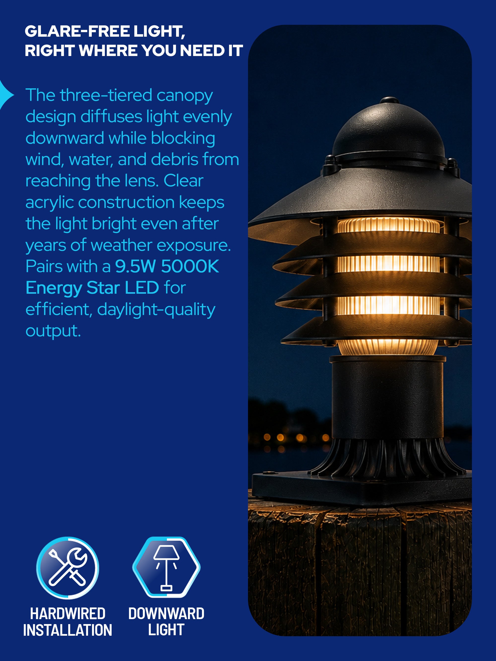 Nautical Post Walkway Lamp with Pier Mounting Base