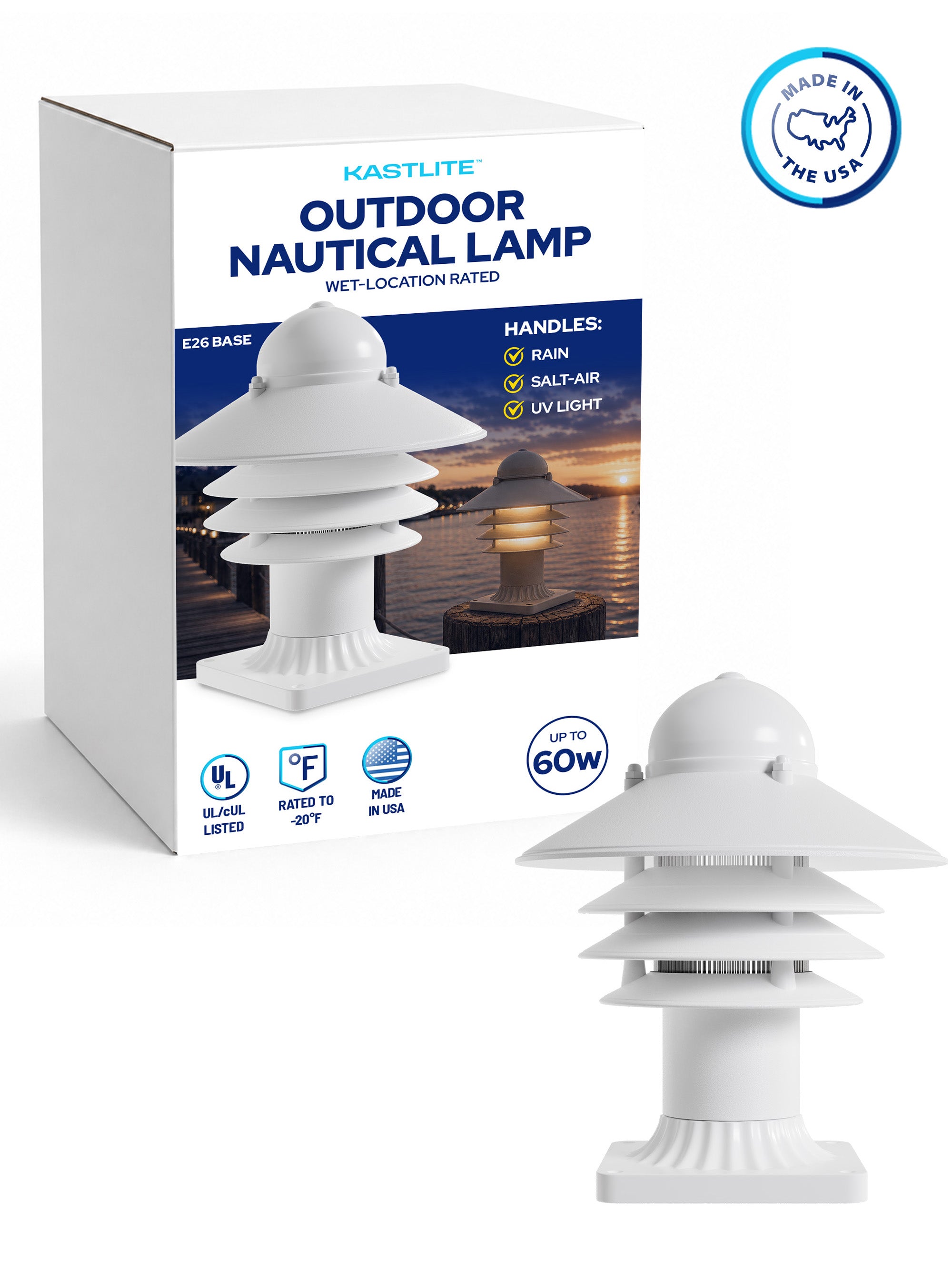 Nautical Post Walkway Lamp with Pier Mounting Base
